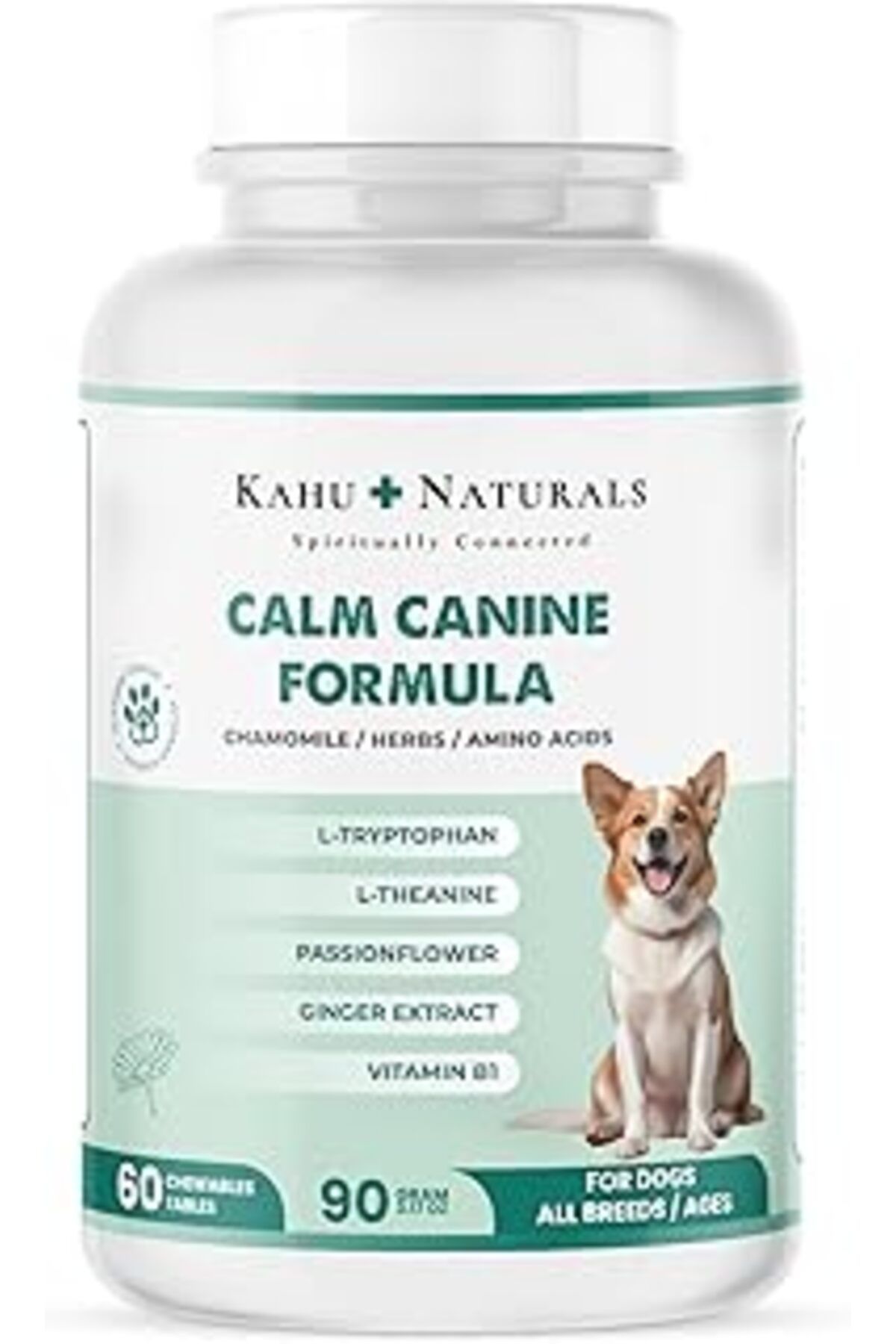 Mu Art Kahu Naturals Calm Canine Formula, Köpekler Bitki Özlü Sakinleştirici Takviye, 60 Tablet