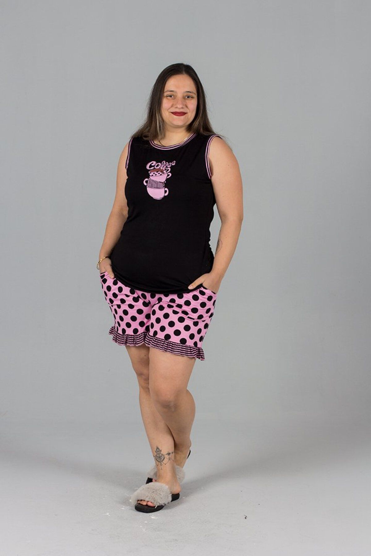 Truva XXL-Plus Size Bottom Polka Dot Shorts Set 4