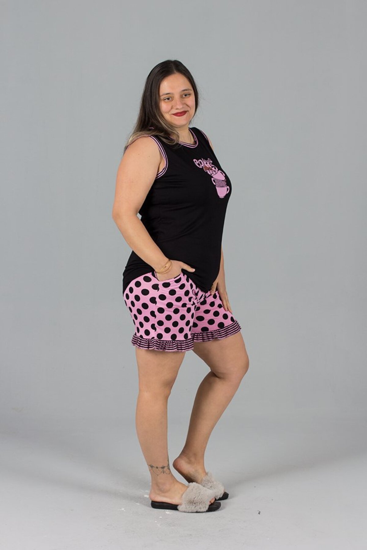 Truva XXL-Plus Size Bottom Polka Dot Shorts Set 3