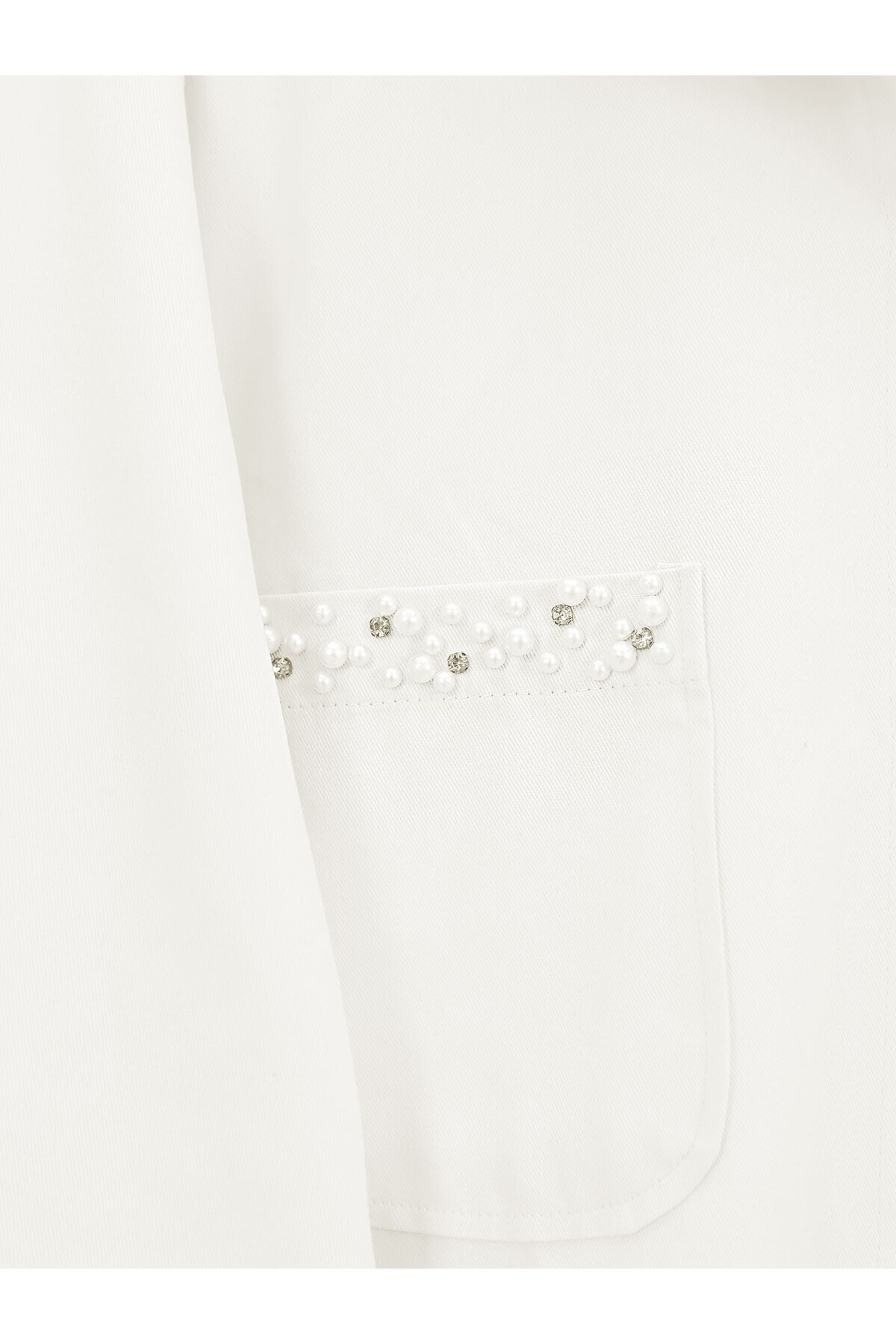 Modamorfo-Pearl Detailed Snap Fastener Washable Cotton Gabardine Suit -White 2