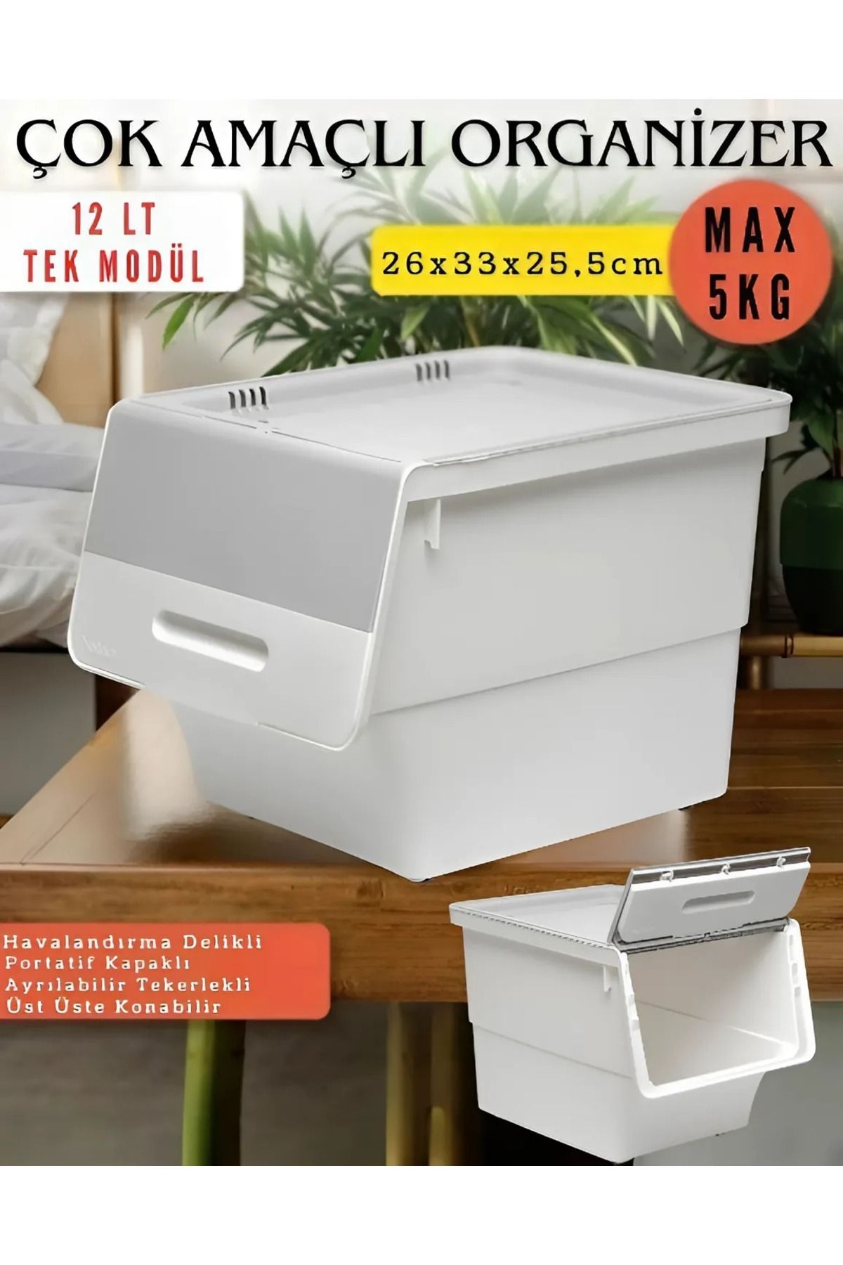 nextbuy Tekli Organizer Çok Amaçlı Kutu Tekerlekli Patateslik Sebzelik Soğanlık Kutusu Oyuncak Sepeti