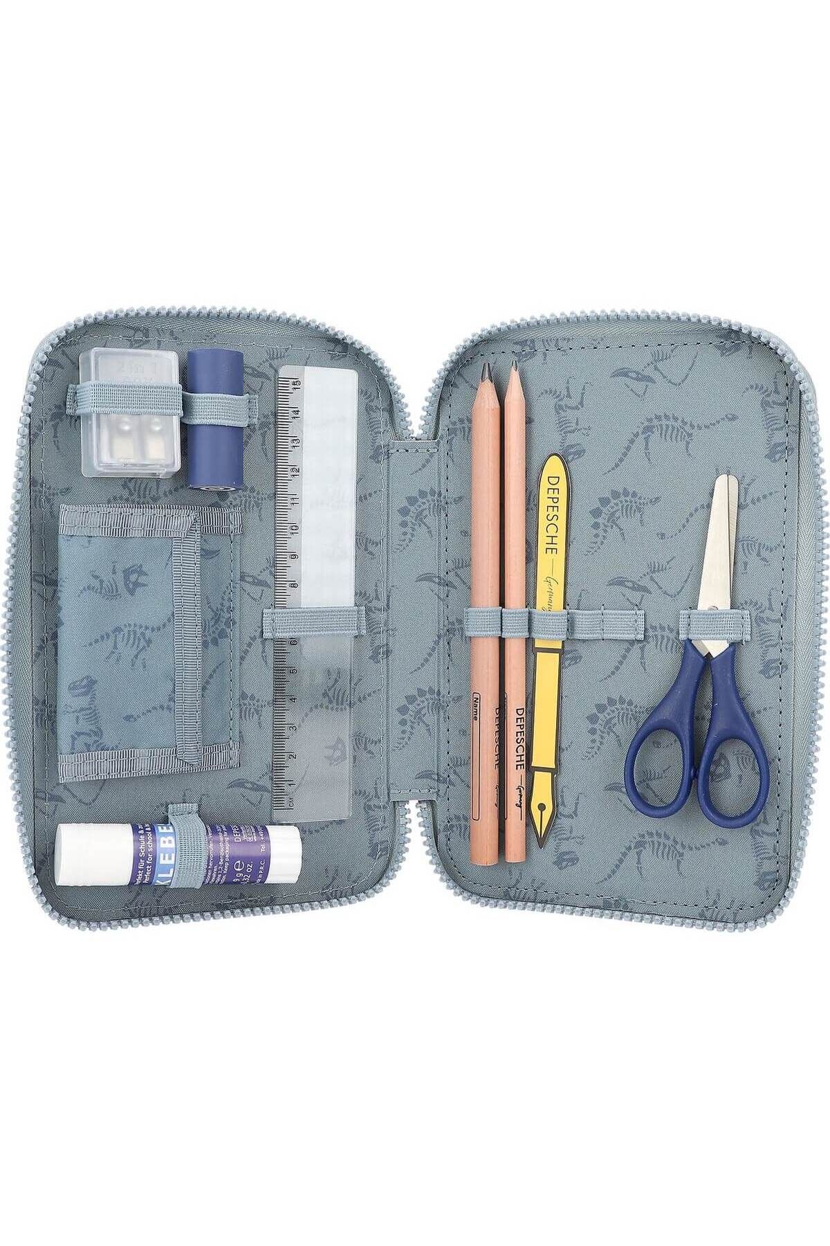 Top Model-Pencil Case Equipped With 3 Zippers With T-rex Code 7