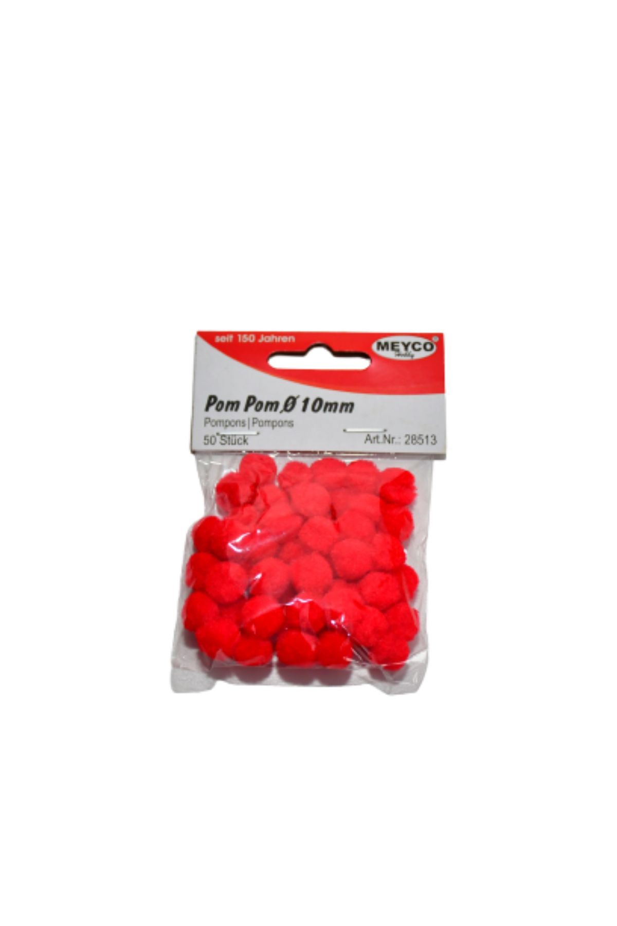 Meyco Pom-pom, 50 Pcs, 10 Mm, Red, Art & Craft Accessories For Children - One Size