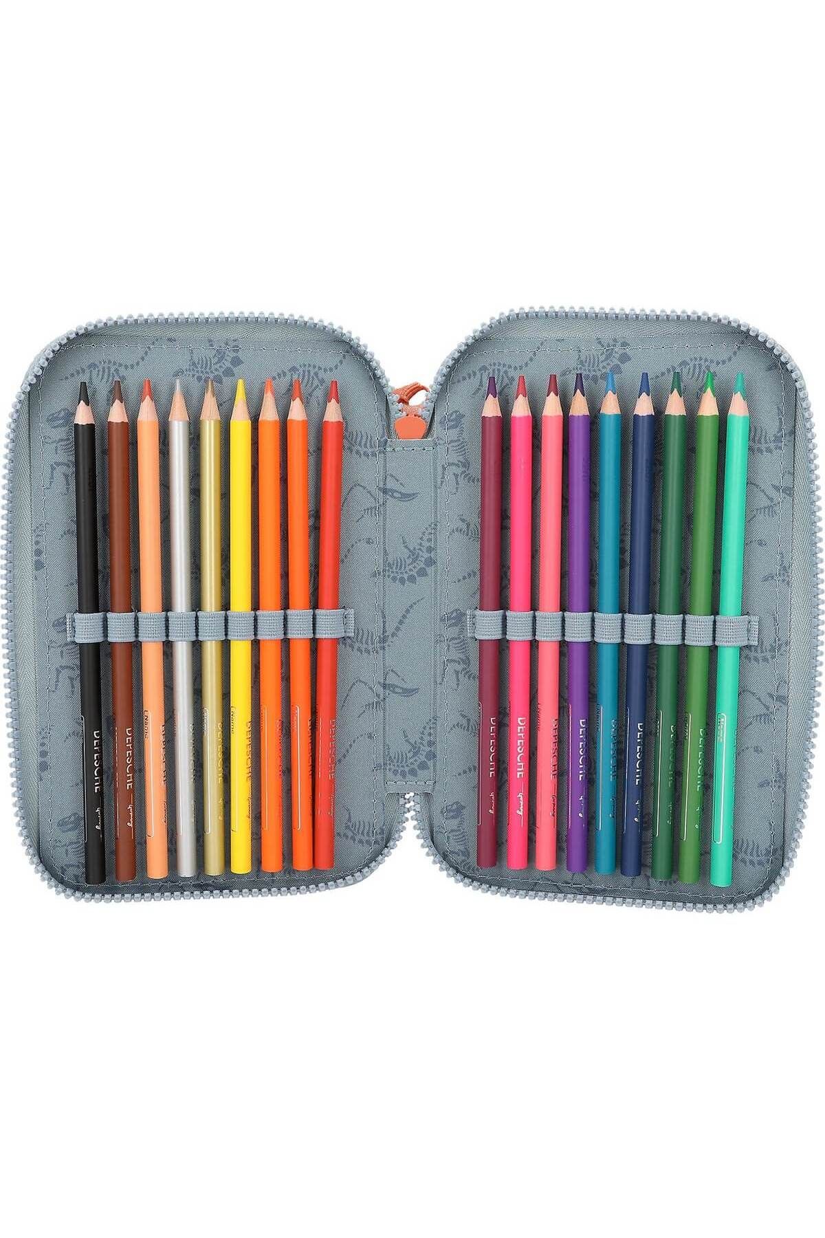 Top Model-Pencil Case Equipped With 3 Zippers With T-rex Code 6