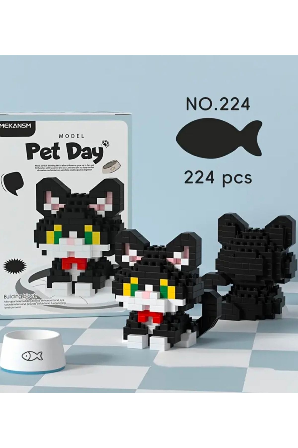 purple dragon-Black Smoke Cat Bricks Set, Includes Tiny Building Blocks, Building Blocks 1