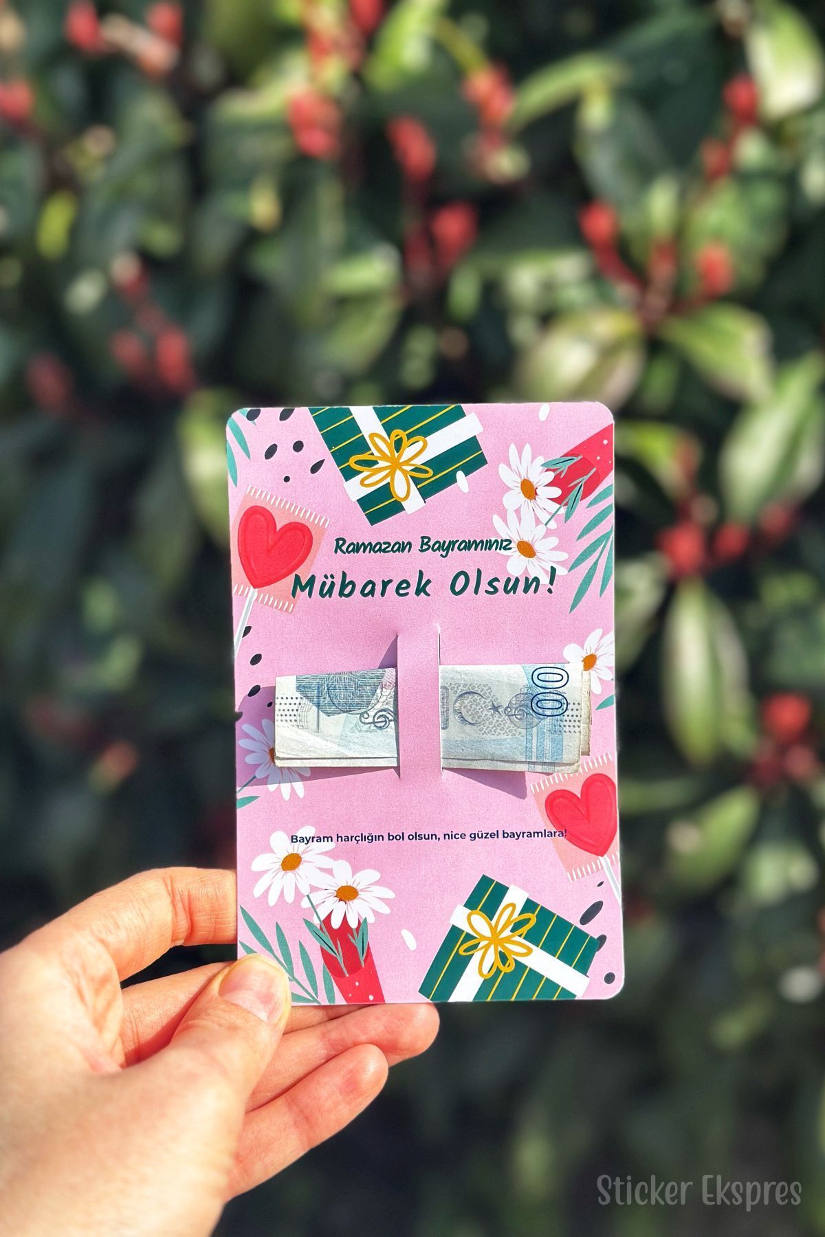 Sticker Ekspres Bayram Tebrik Kartı 12 Adet Ramazan Bayramı Hediye Kartı Kurban Bayramı Harçlık Kartı