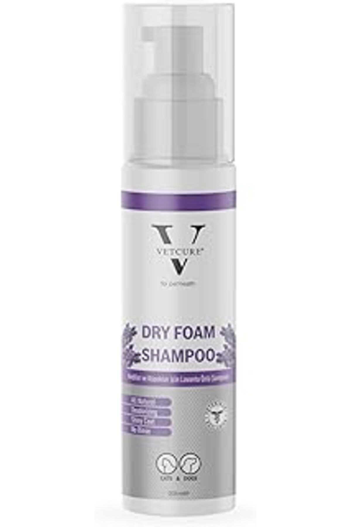Mu Art Ahşap Vetcure Dry Foam Kedi Ve Köpekler Için Lavanta Kokulu Kuru Şampuan 200 ml