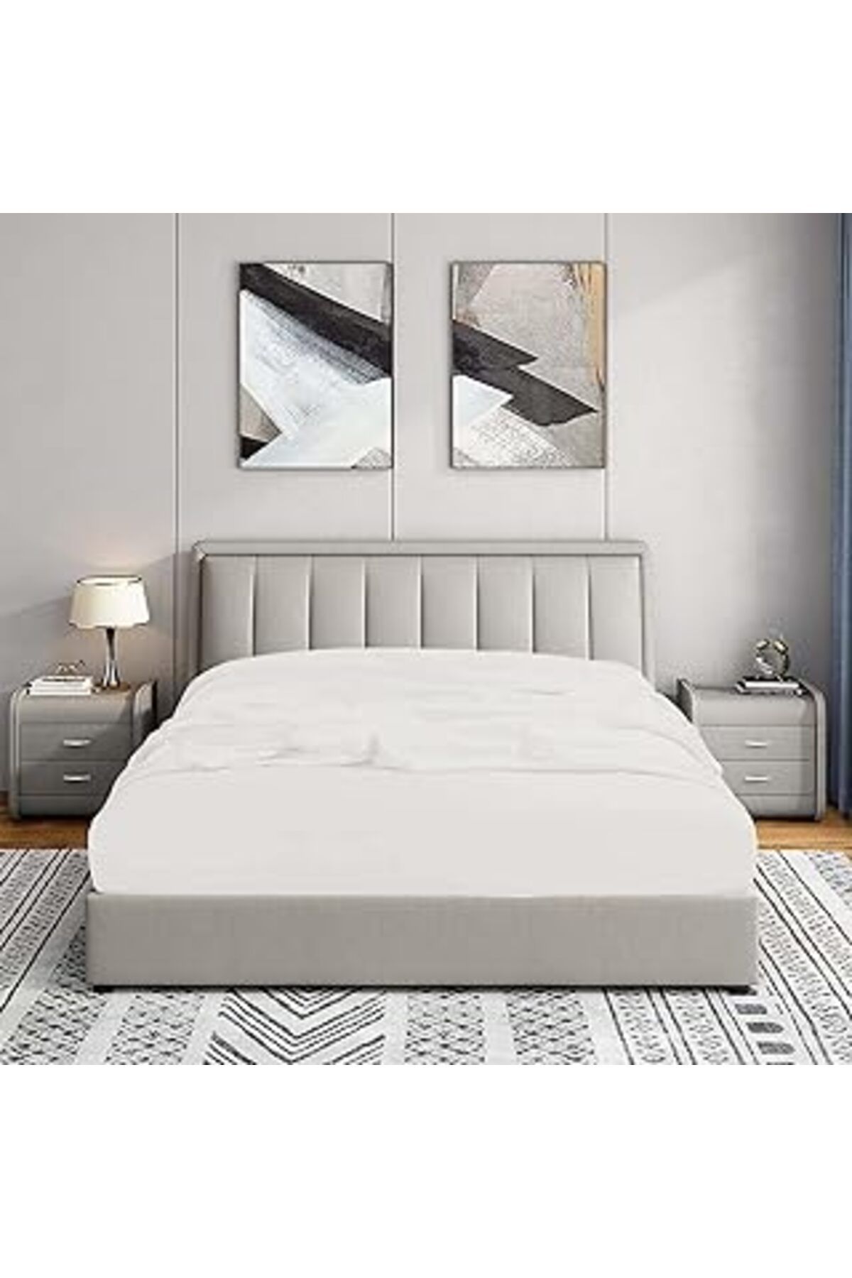 TBSProjects Soley | Jersey |%100 Doğal Pamuklu Tek/Çift Kişilik Lastikli Çarşaf Beyaz