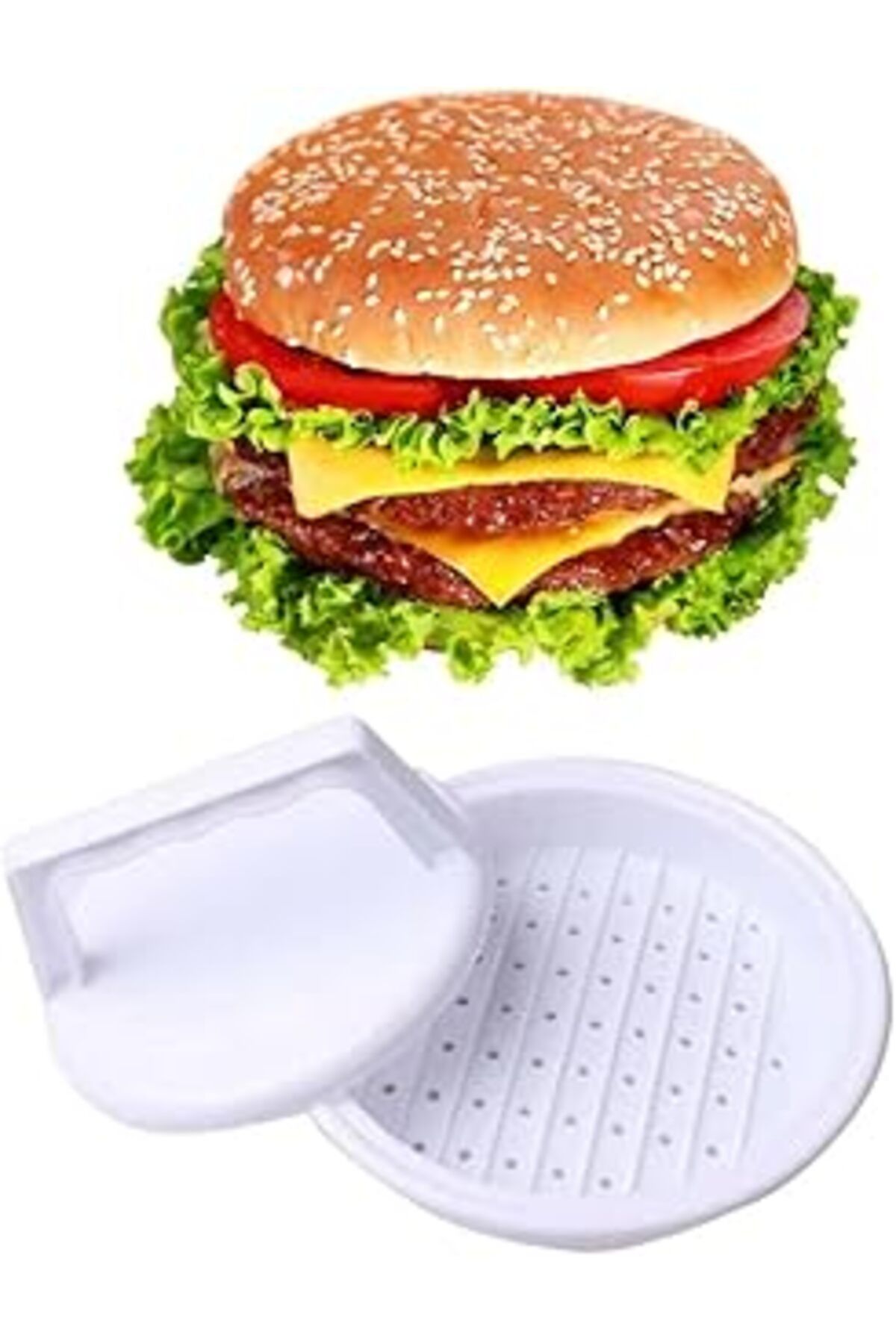 Mu Art Ahşap 5Dm- Hamburger Ve Köfte Şekillendirici Köfte Kalıbı Pratik Burger Pres Aparatı