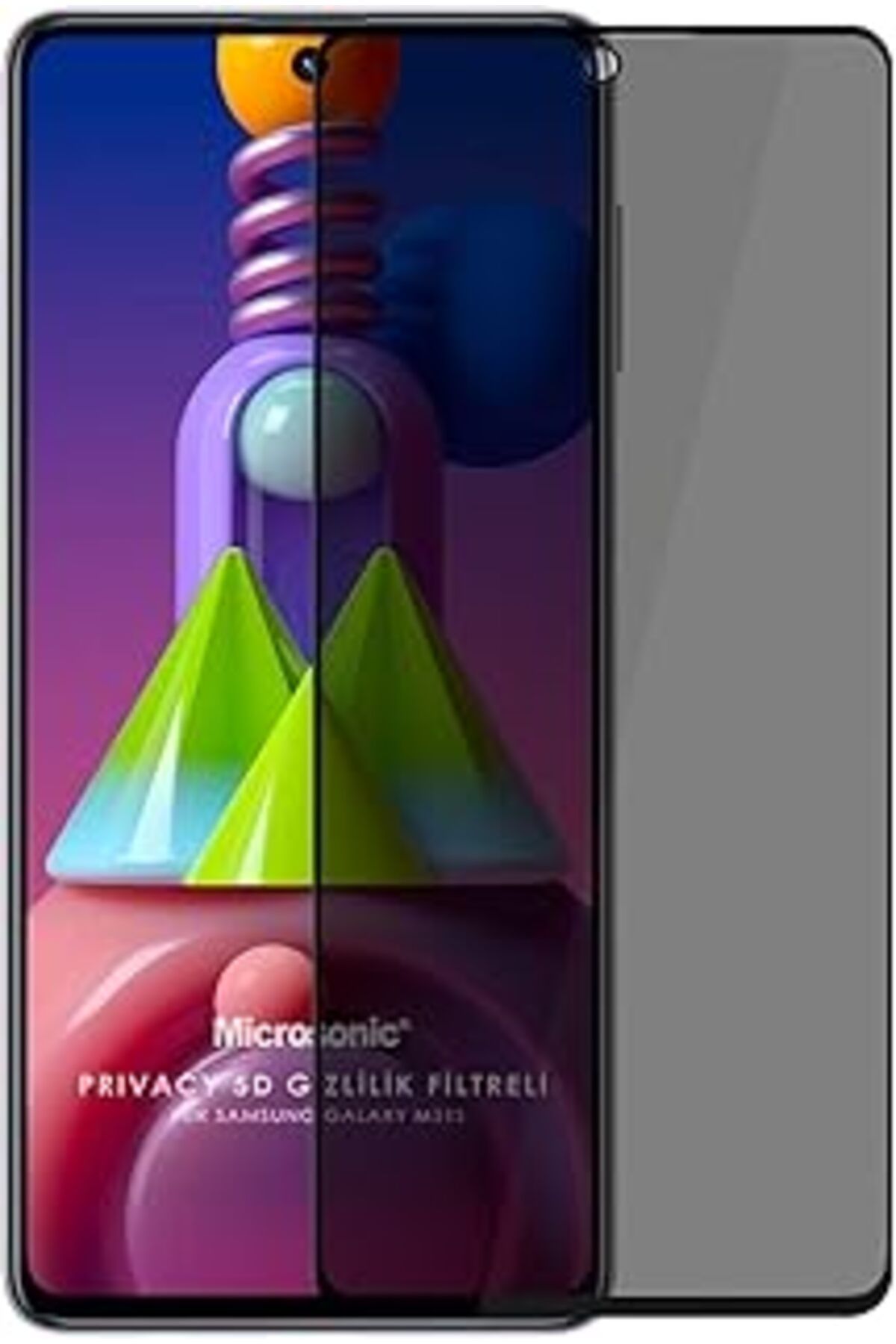 Pazarcan Microsonic Samsung Galaxy M31S Privacy 5D Gizlilik Filtreli Cam Ekran Koruyucu Siyah