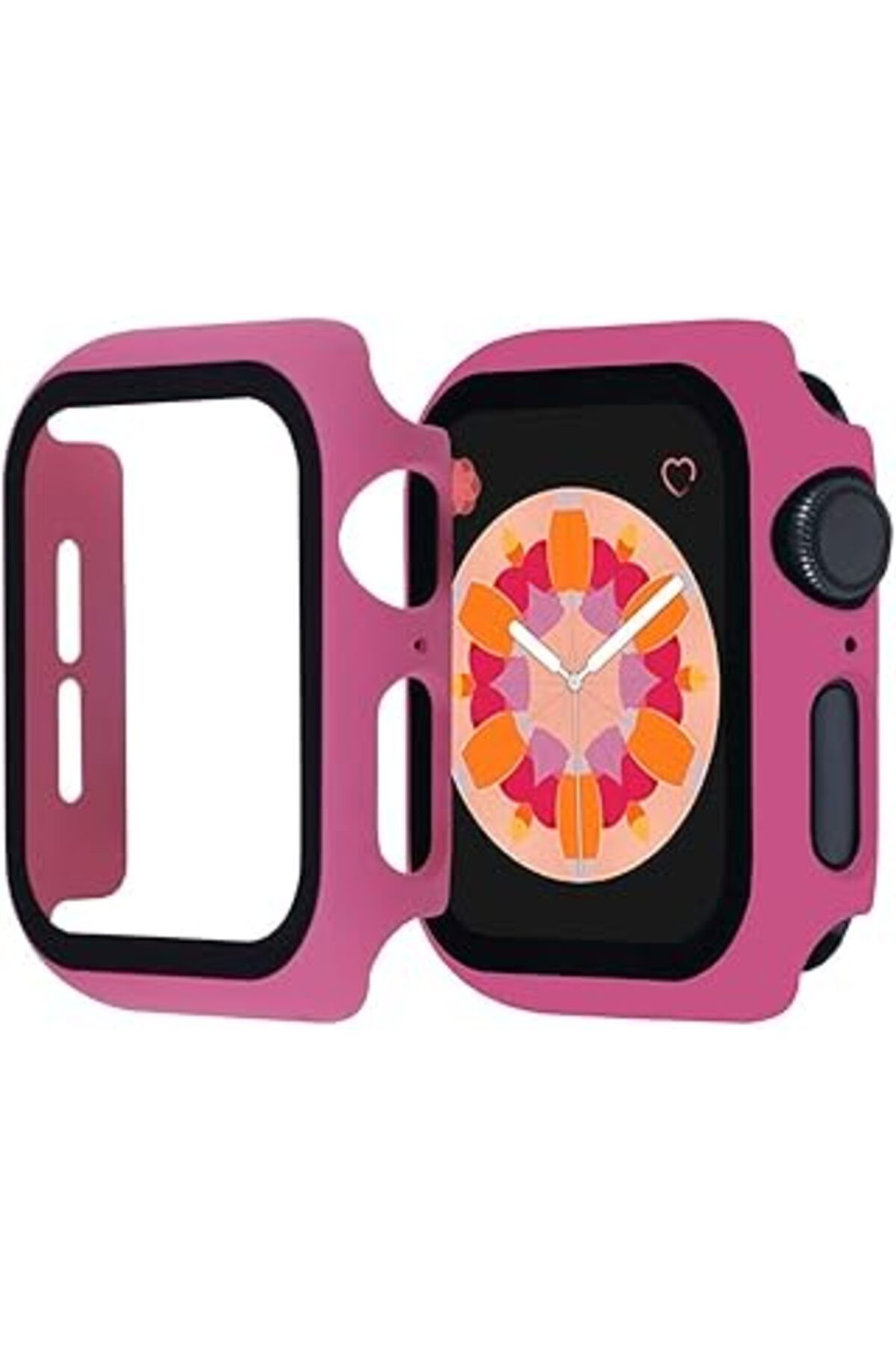 Pazarcan Kny 75849125 Apple Watch 44Mm İçin Full Kaplayan Çerçeveli Ekran Koruyucu Gard Kapak Fuşya Ekran Ko