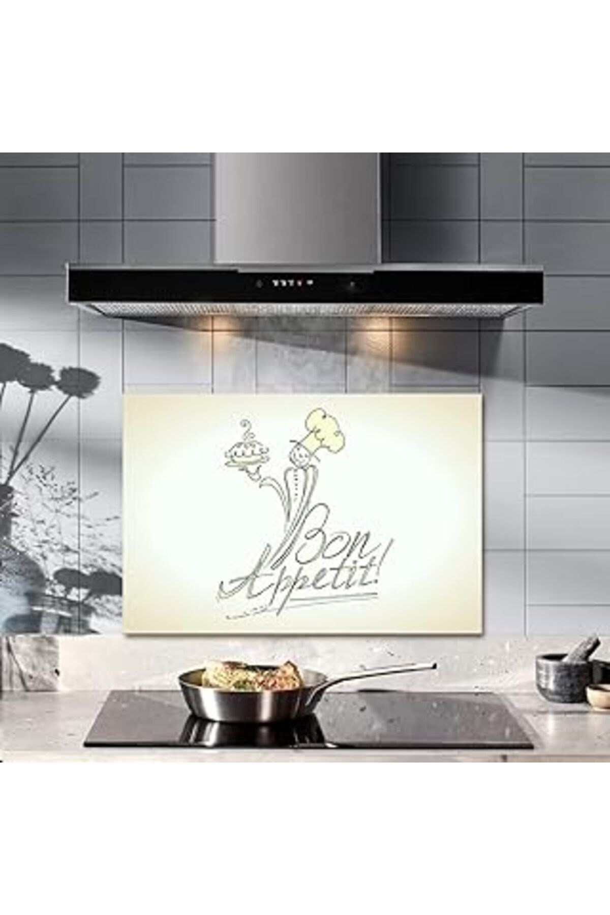 robotrend Decorita Bon Appetit - Şef | Cam Ocak Arkası Koruyucu | (40Cm X 60Cm)