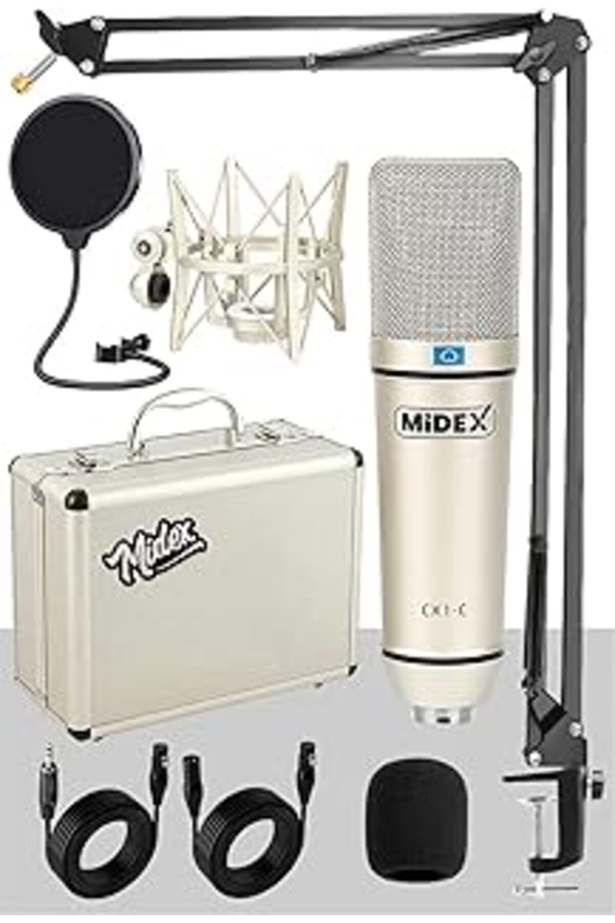 Midex Cx1 Sta Üst Seviye Condenser Stüdyo Ses Kayıt Mikrofonu Stand Filtre Seti