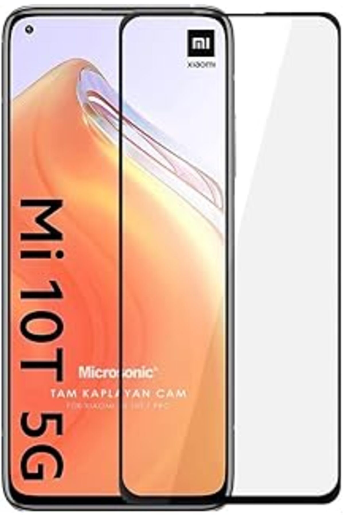 Pazarcan Microsonic Xiaomi Mi 10 Tam Kaplayan Temperli Cam Ekran Koruyucu Siyah