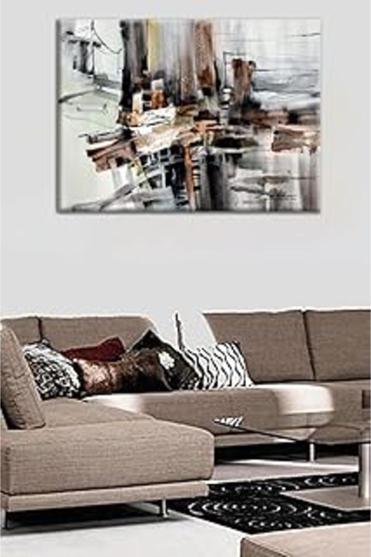 NETWORK ART Talya Tablo Soyut Modern Tarz Kahverengi ton Yağlıboya görünüm Kanvas Tablo 100x70 no-8885