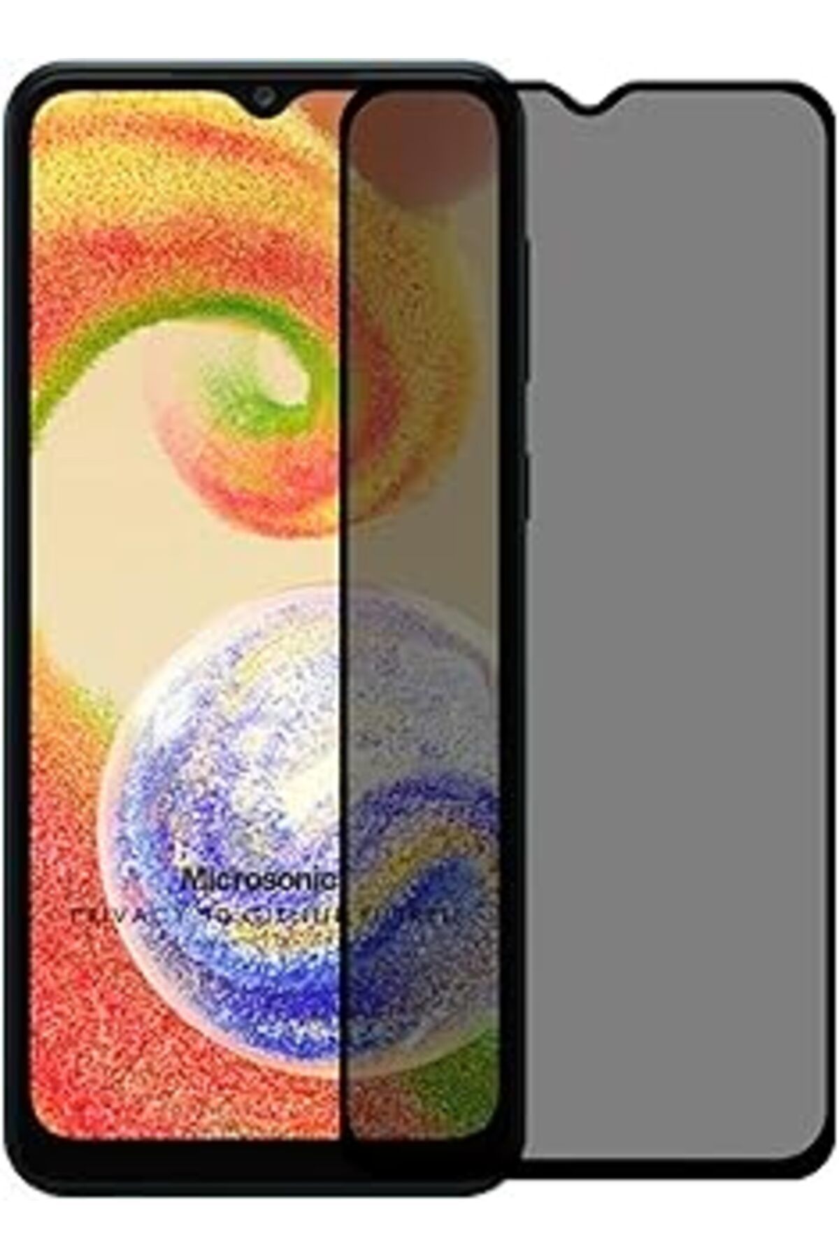 Pİ GLOBAL Microsonic Samsung Galaxy A04S Privacy 5D Gizlilik Filtreli Cam Ekran Koruyucu Siyah