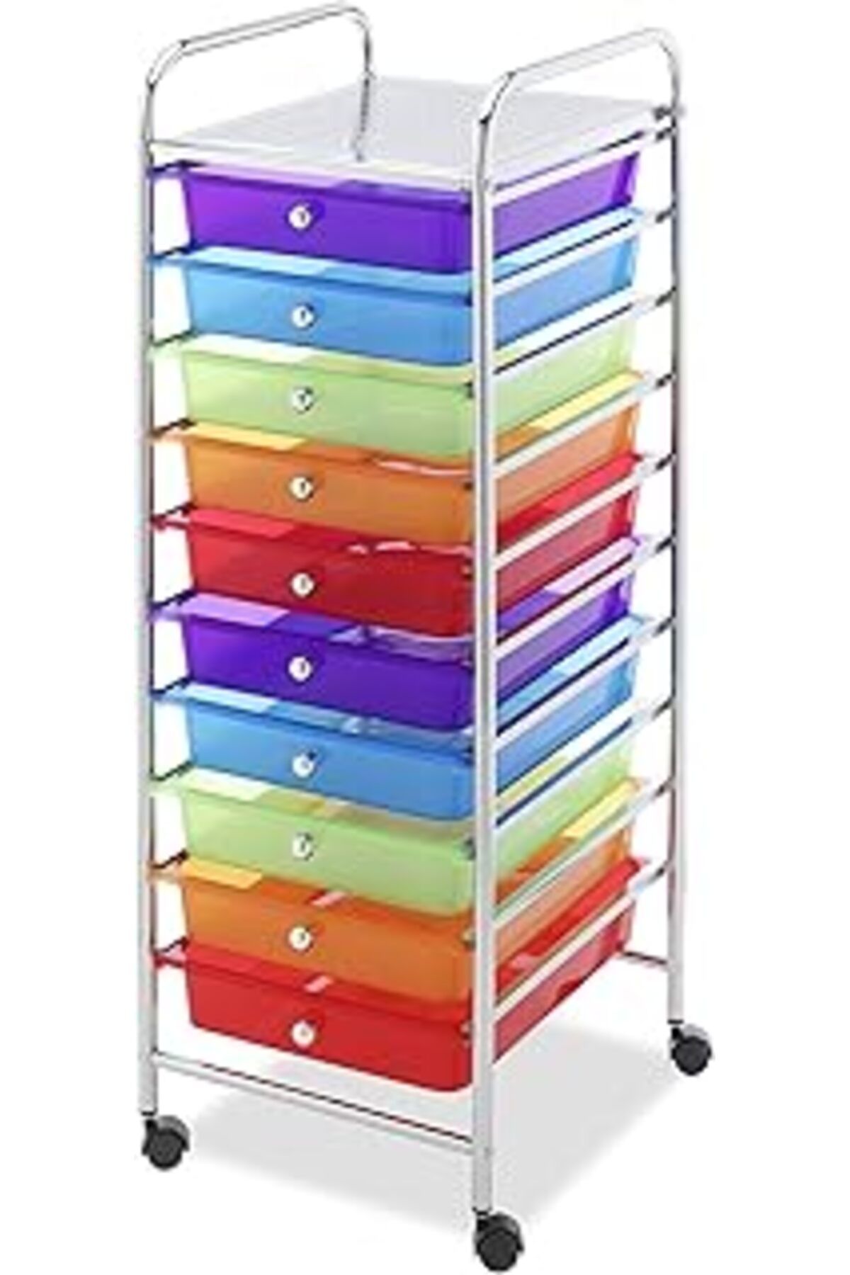 Mu Art Whitmor 10 Çekmece - Rulo El İşi Düzenleyici Sepet - Krom 15,25X13,50X35,25