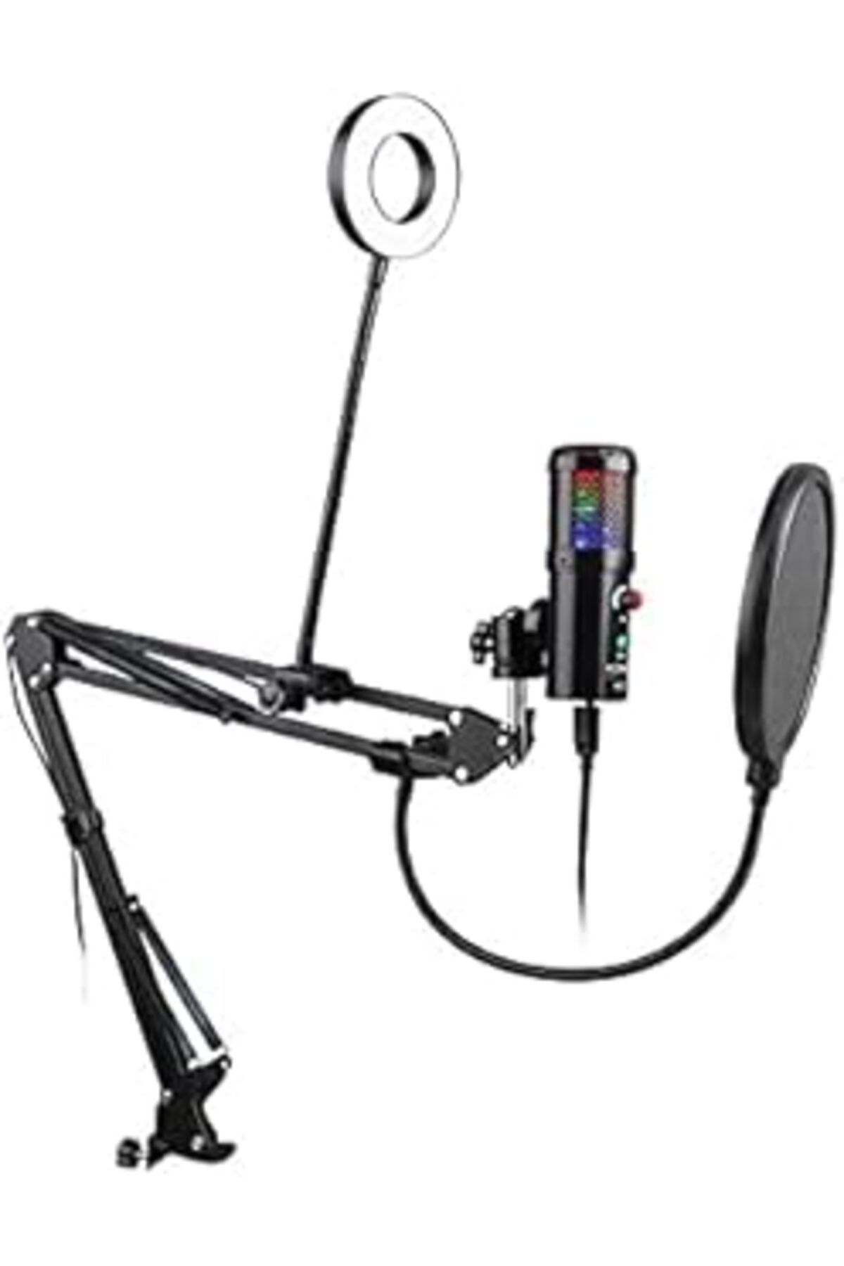 Pazarcan Wellsound A6S-B Profesyonel Uzaktan Eğitim-Yayıncı Mikrofon Seti Işıklı
