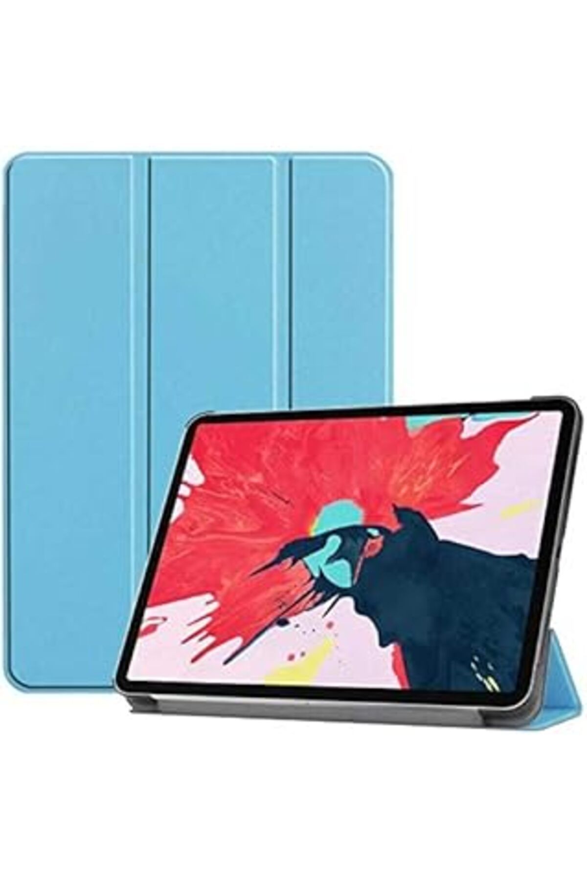 robotrend Ipad Tablet Ile Uyumlu Tablet Kılıfı Smart Cover Uyku Modlu Standlı Arkası Sert Şeffaf Kapak (Mavi,