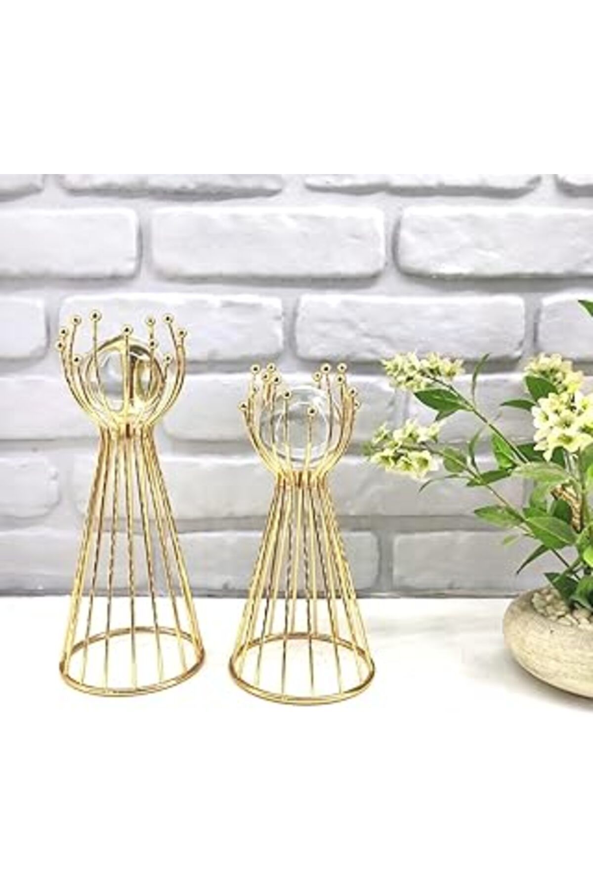 robotrend Gold Kaplama Metal 2'Li Set Salon Olimpiyat Model Kristal Cam Toplu Aksesuar Dekorasyon Biblo Dekor