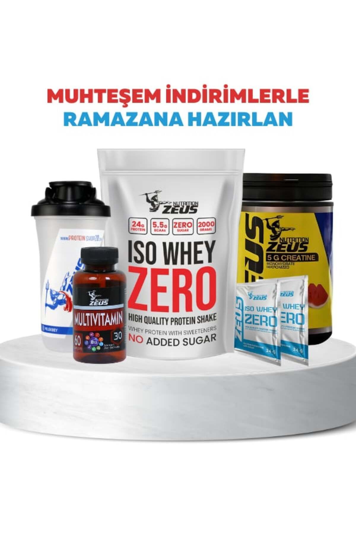 ZEUSNUTRITION Zeus Nutrition Iso whey 2000g-KREATİN500GR-MULTİVİTAMİN60TABLT-2XSASE WHEY-SHAKER