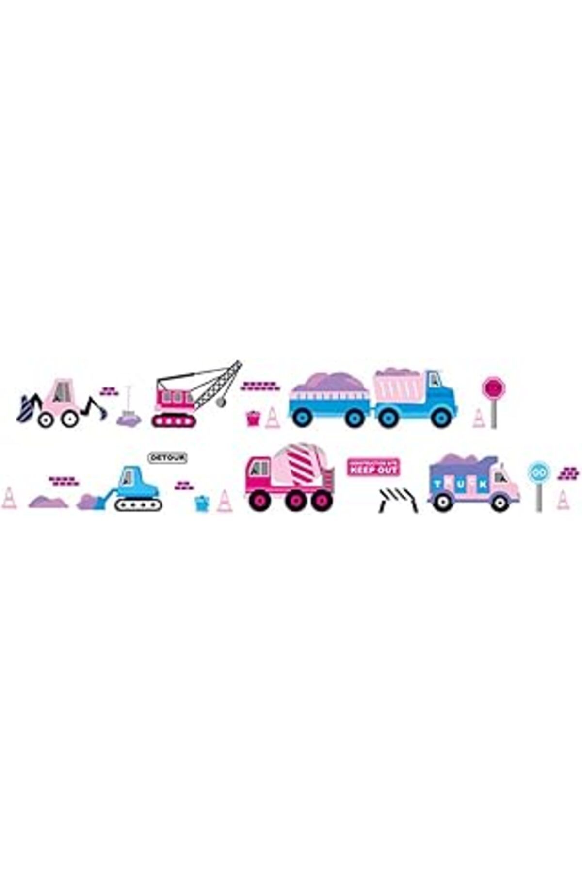 Mu Art Crystal Kids Pembe Mavi Araçlar Bebek Ve Çocuk Odası Duvar Dekorasyonu Duvar Sticker Çıkartma