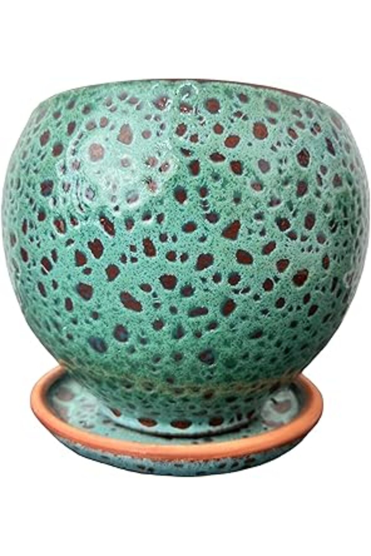 Hepta Collection Bitki Tasarımı Ev Dekorasyon Turkuaz Şekilli Artistik Çift Sırlı İç Ve Dış Mekan Kullanımlı Tabaklı