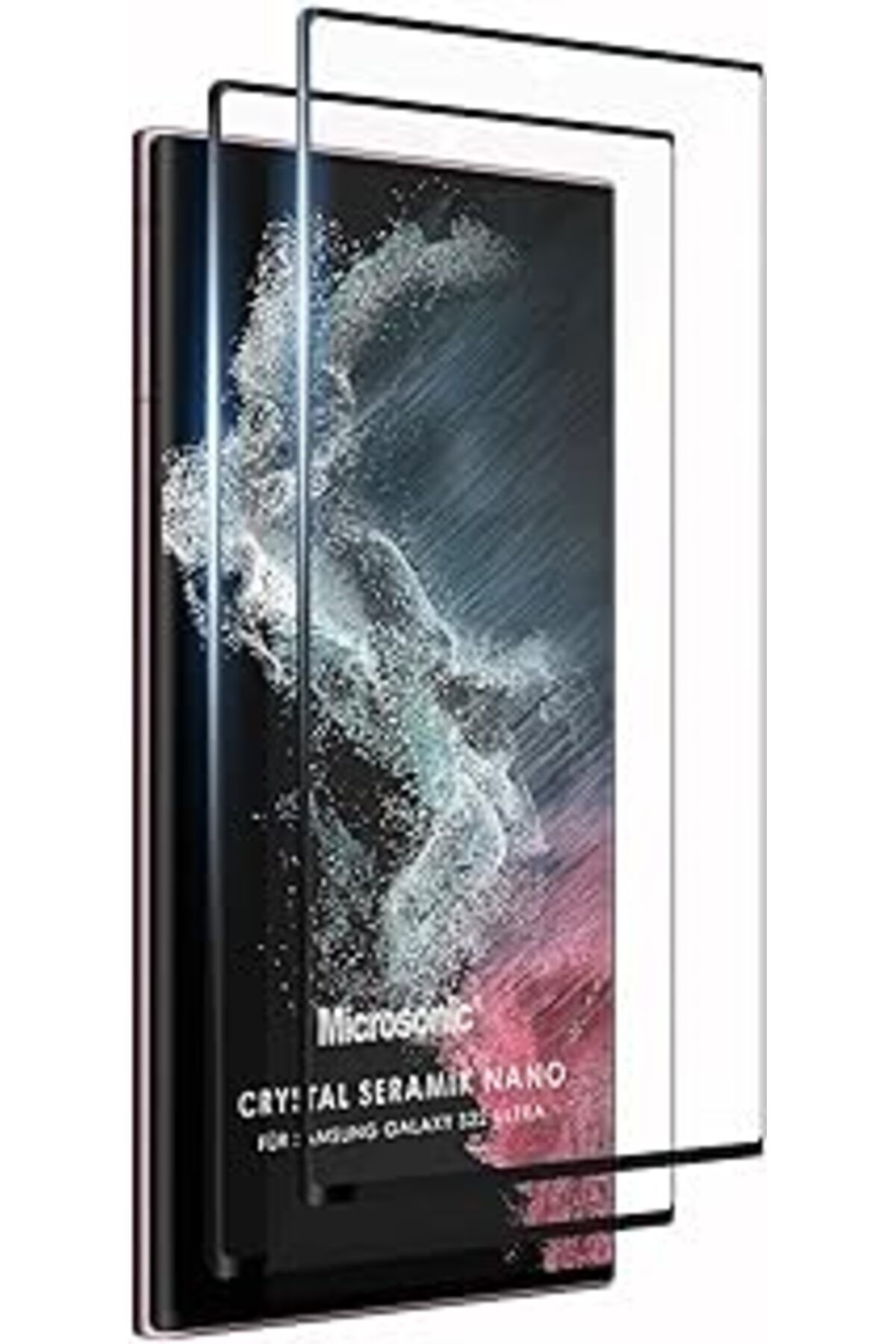 Pazarcan Microsonic Samsung Galaxy S22 Ultra Crystal Seramik Nano Ekran Koruyucu Siyah (2 Adet)