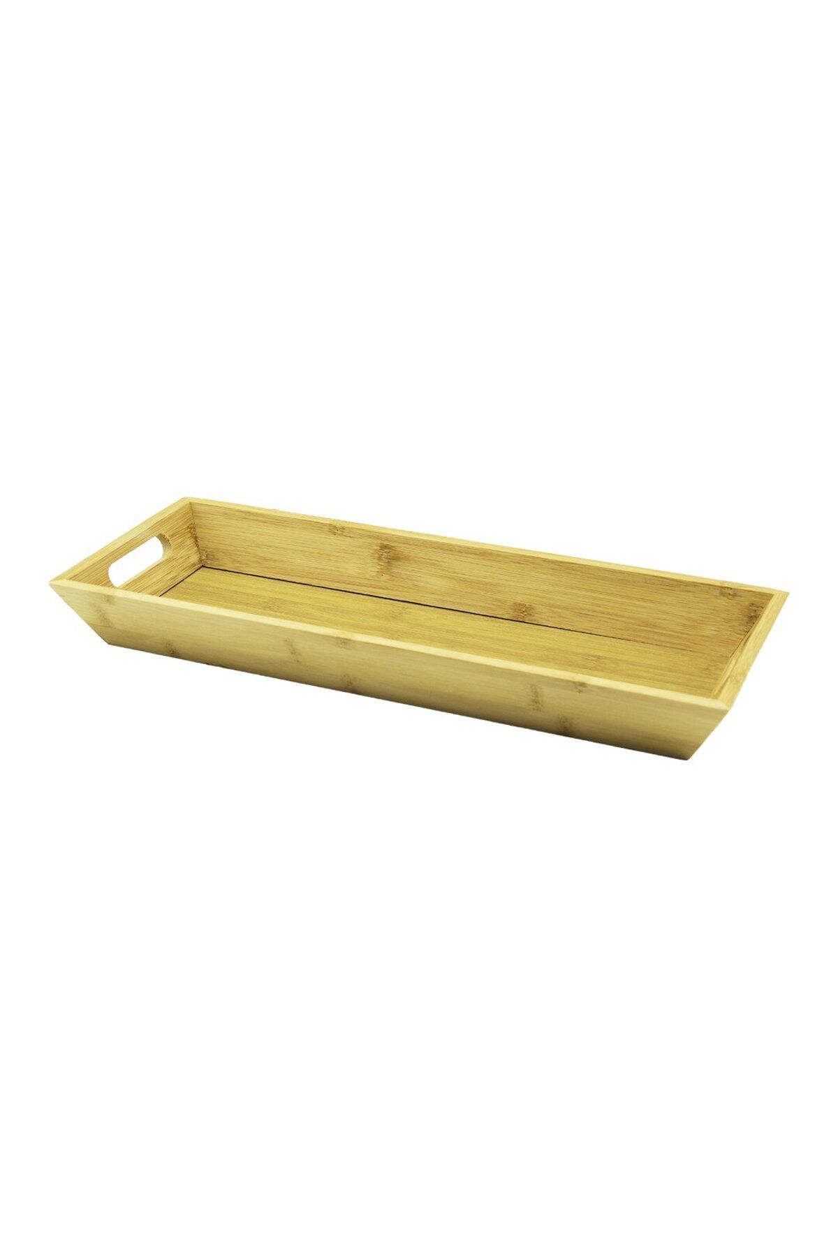 Go İthalat DİKDÖRTGEN ÇİFT KULPLU AHŞAP BAMBU SUNUM TEPSİSİ =16X40CM - DERİN=4CM (4832)