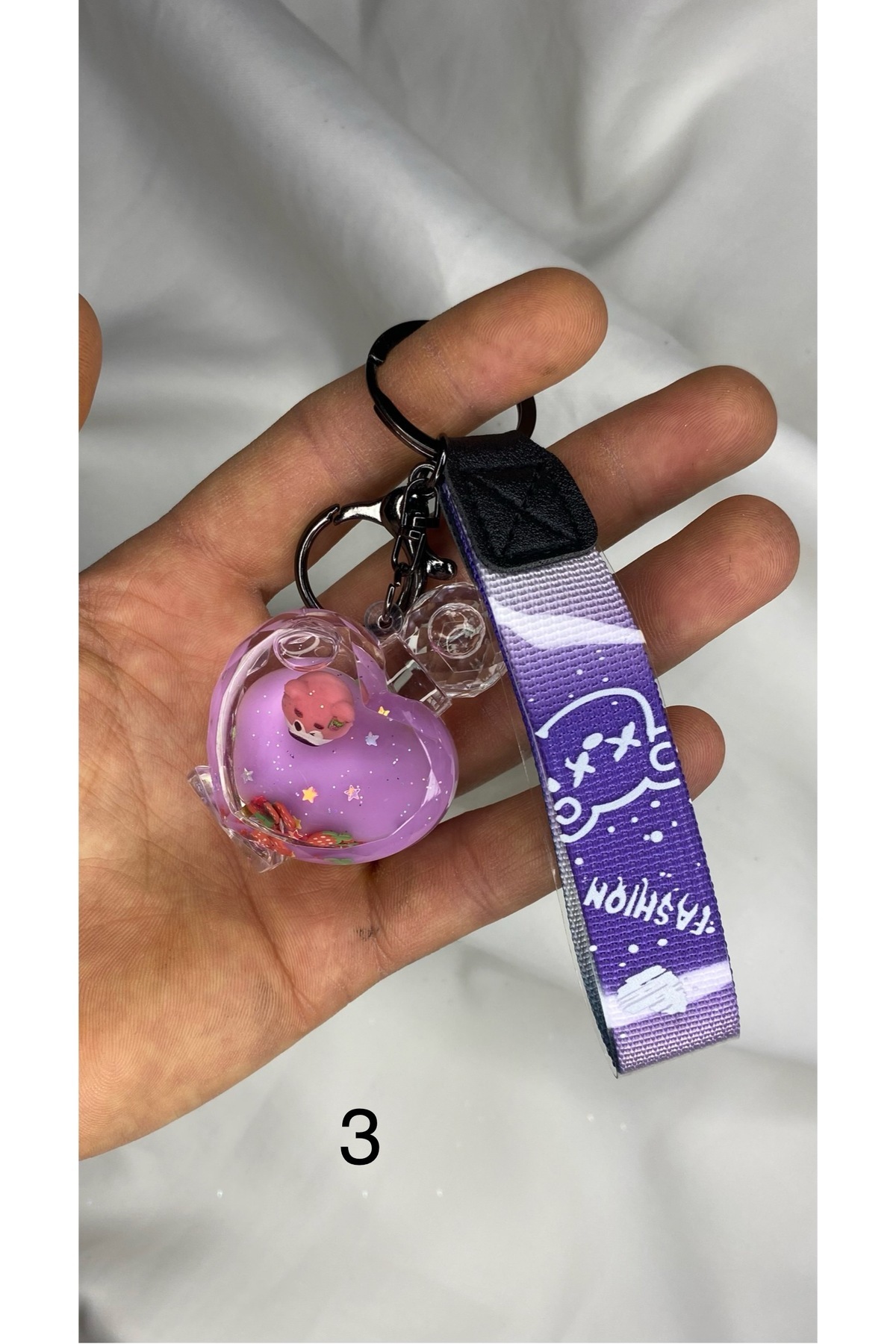 nss sky rock-Colorful Heart Shaped Liquid Transparent Potion Bottle Keychain and Bag Accessory with Teddy Bear Detail 4