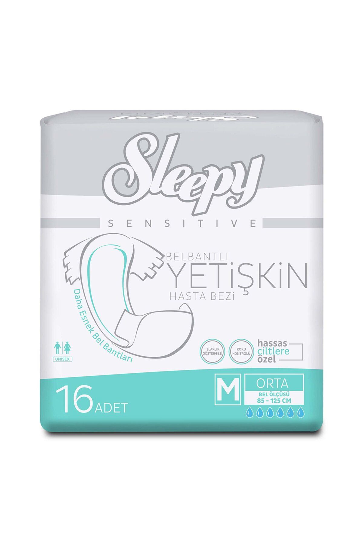 Sleepy Sensitive Belbantlı Yetişkin Hasta Bezi Medium 16'lı