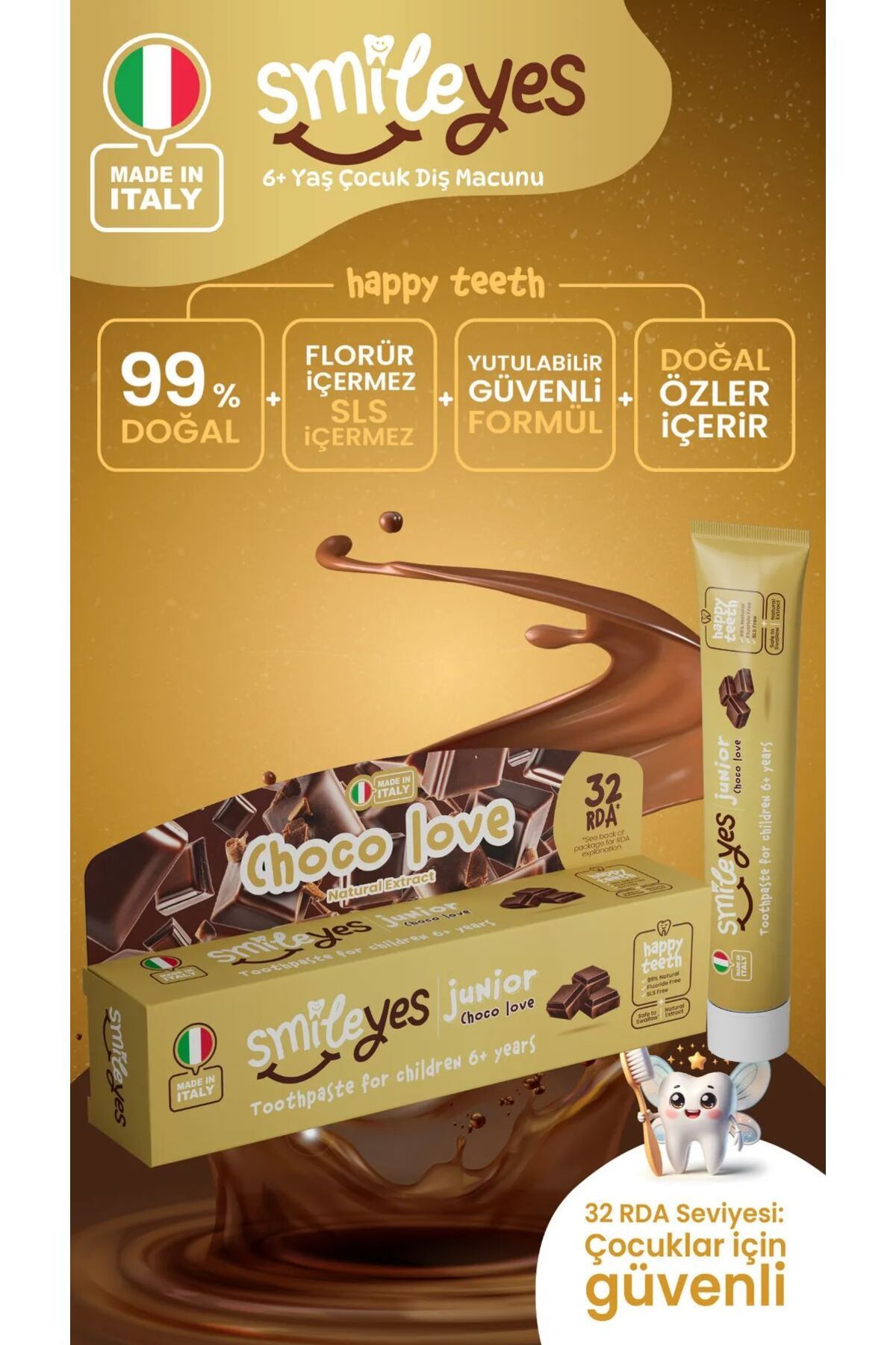 Easy Tedarik Smileyes Junior Diş Macunu 6 Yaş 50 ml Choco Love