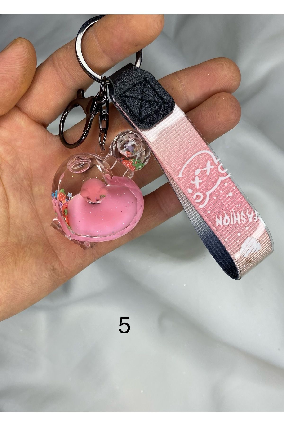 nss sky rock-Colorful Heart Shaped Liquid Transparent Potion Bottle Keychain and Bag Accessory with Teddy Bear Detail 6