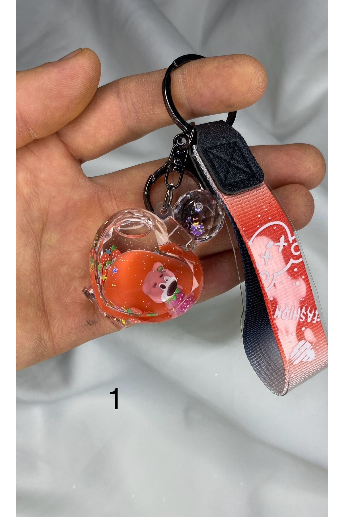 nss sky rock-Colorful Heart Shaped Liquid Transparent Potion Bottle Keychain and Bag Accessory with Teddy Bear Detail 2