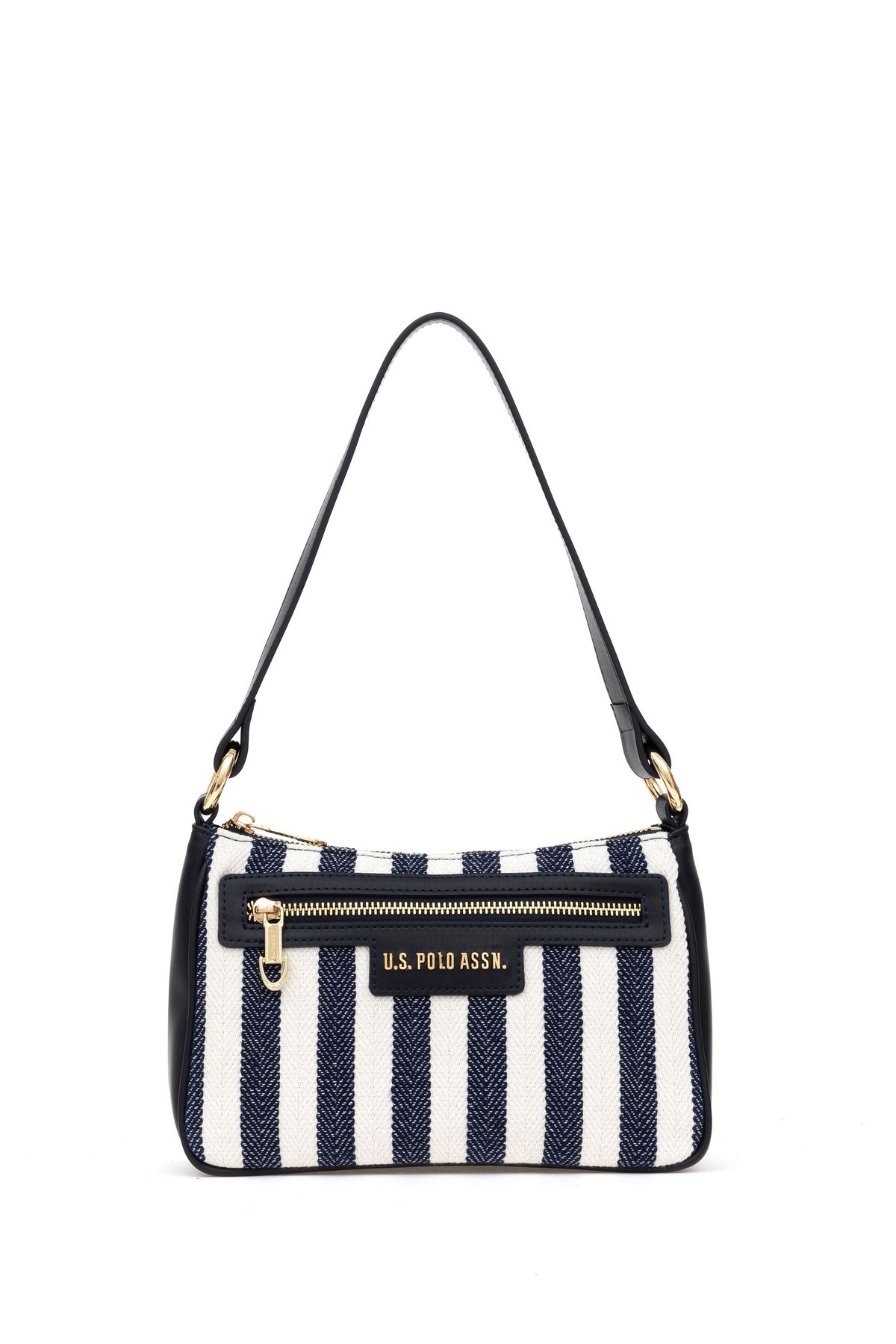 کیف شانه برزنتی راه راه آبی سرمه ای زنانه 50311436-vr033 U.S. Polo Assn.
