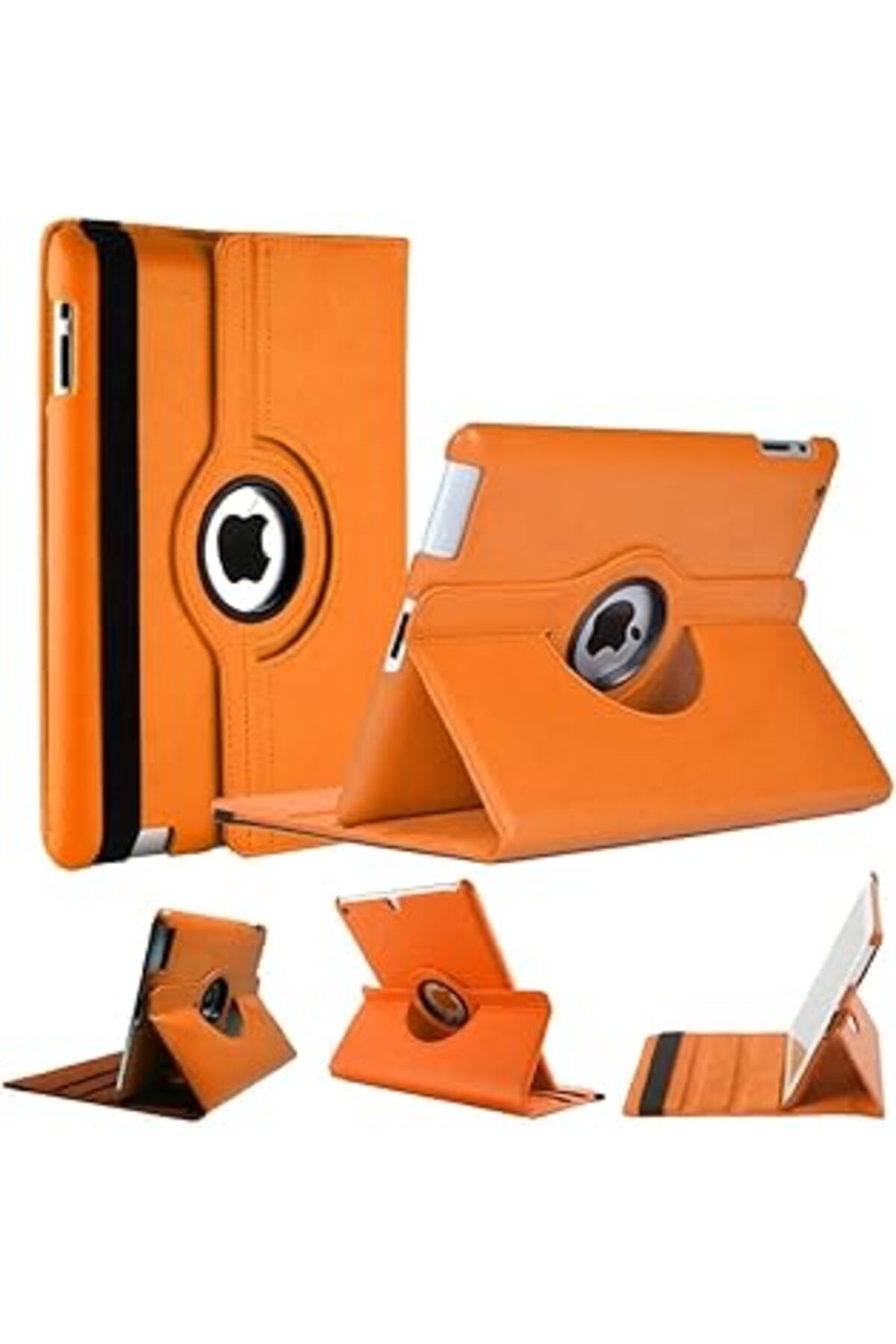 Mu Art Kılıf Dönerli Standlı Uyku Modlu Suni Deri Komple Koruma Turuncu Ipad 5. Nesil Ipad 6. Nesil Ipad A
