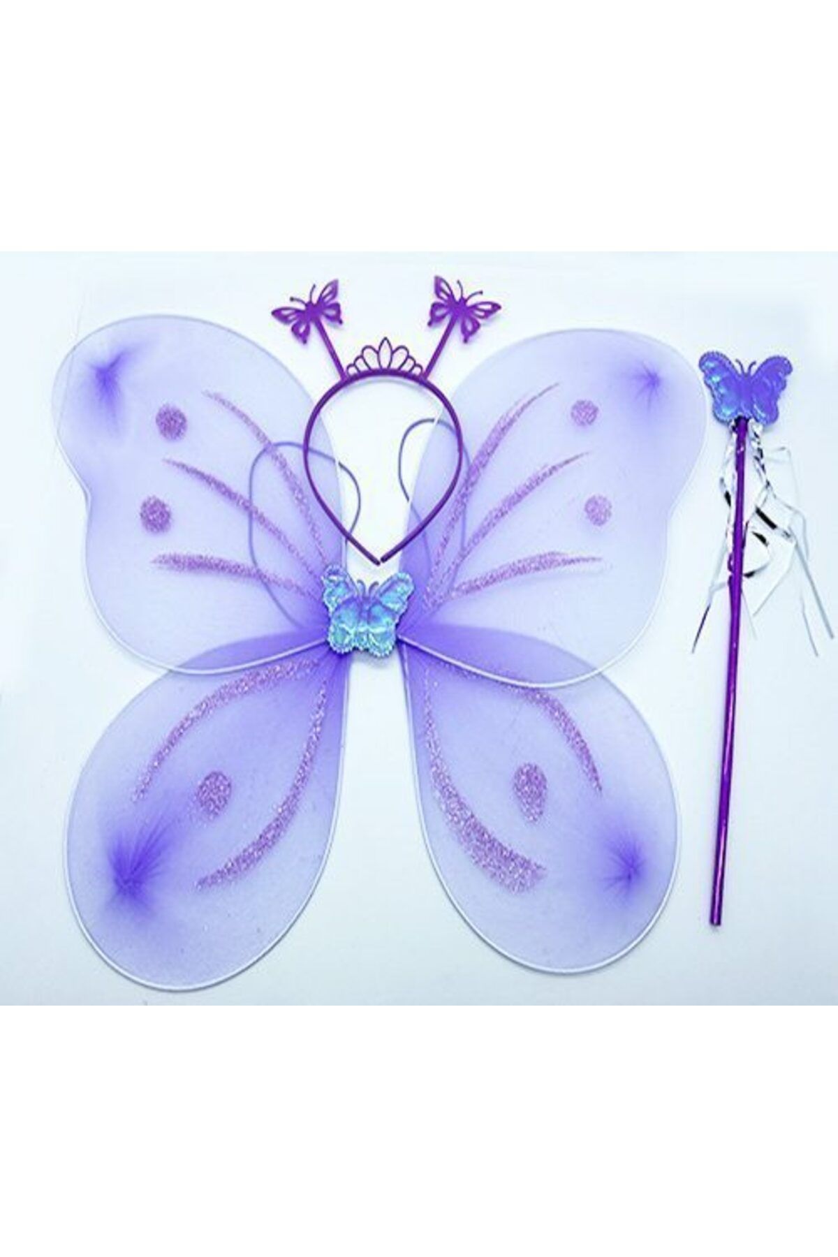 Astra Market Lila Renk Kelebek Kanadı Tacı ve Sopası 50x37 cm