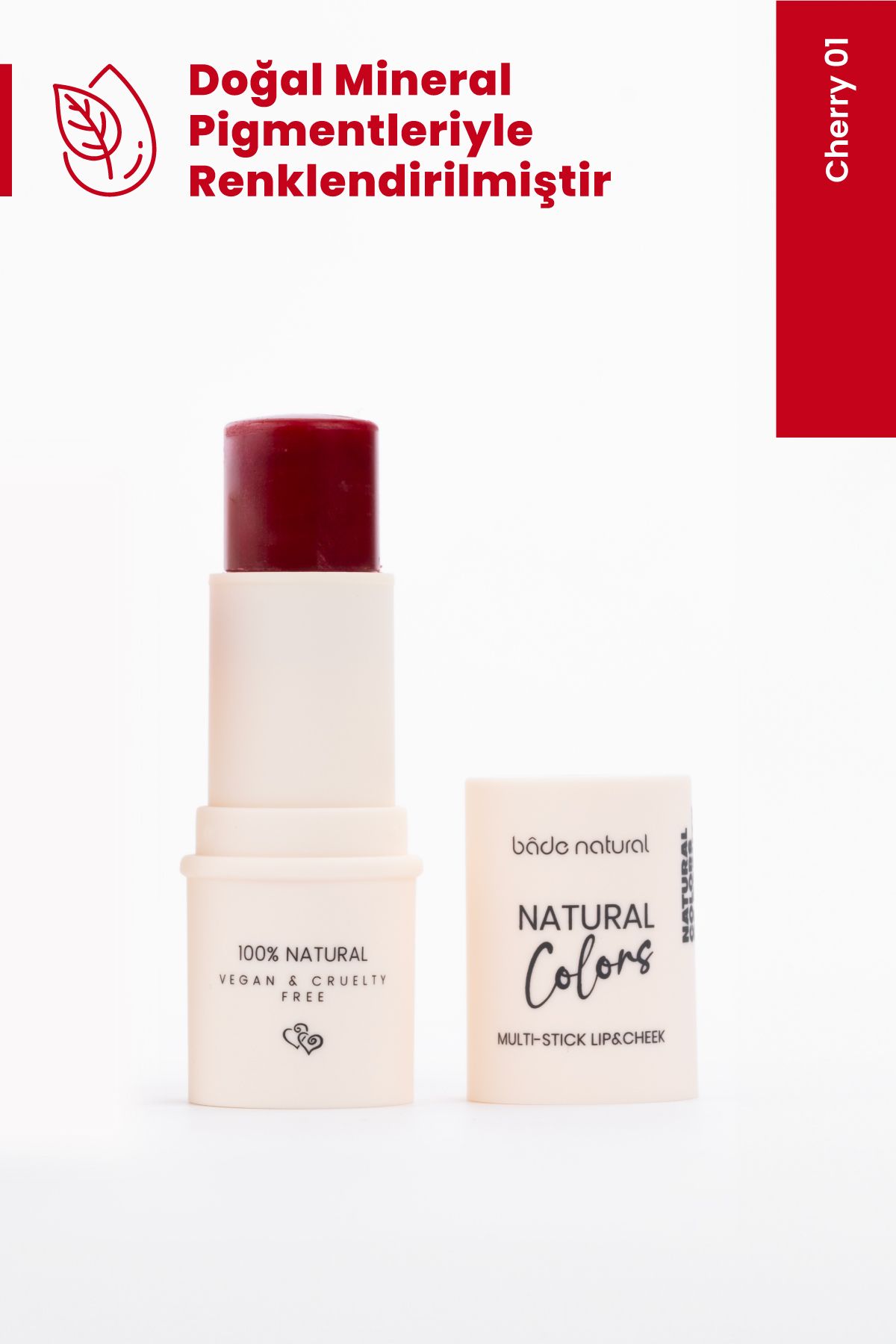 رژگونه لب و گونه گیلاس 01 چند منظوره 100 ٪ طبیعی Bade Natural