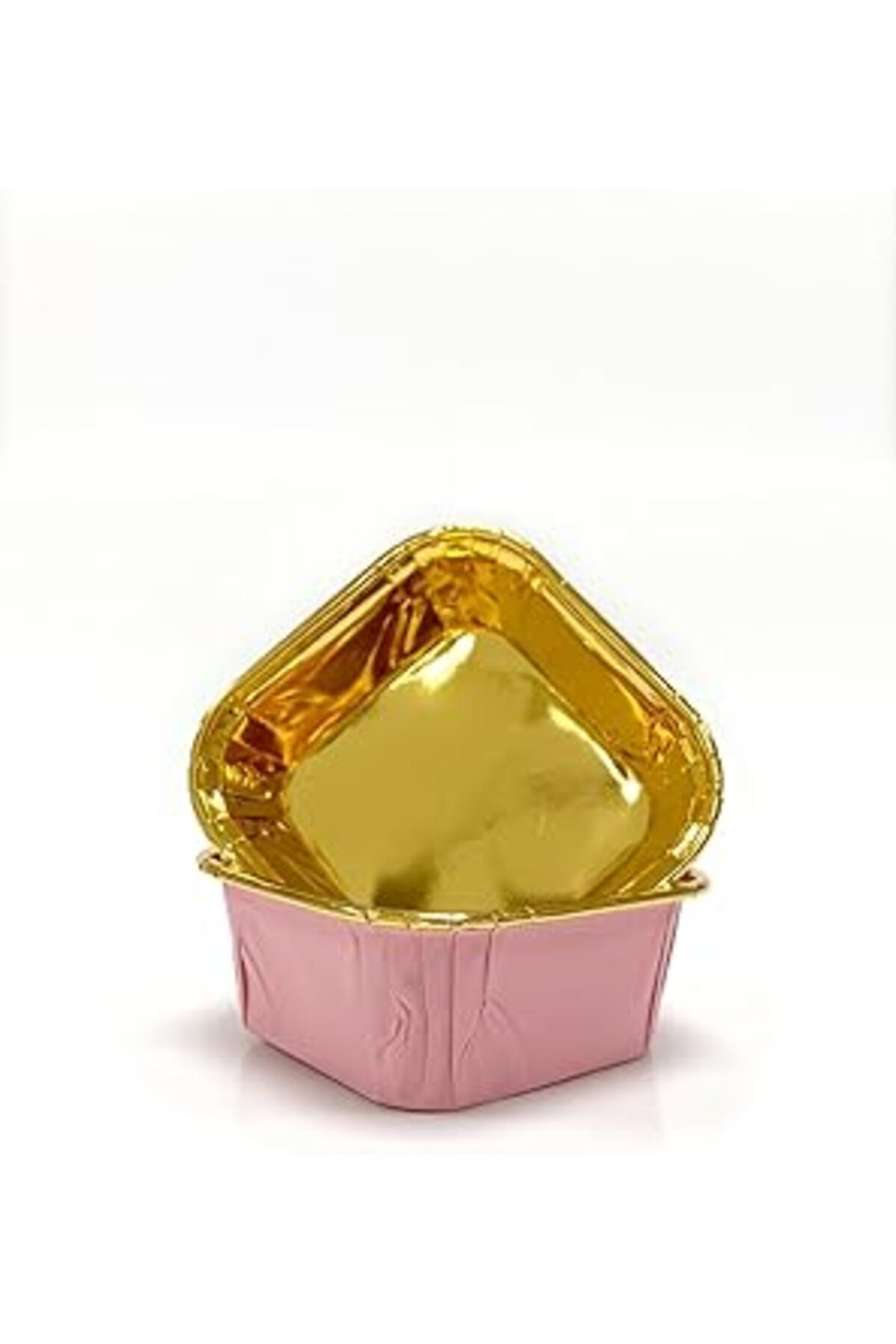 NETWORK ART Trend Hediye Sepeti 25'li Kare Pembe Gold Muffin Kek Kalıbı, Tatlı Kasesi, Airfryer Uyumlu