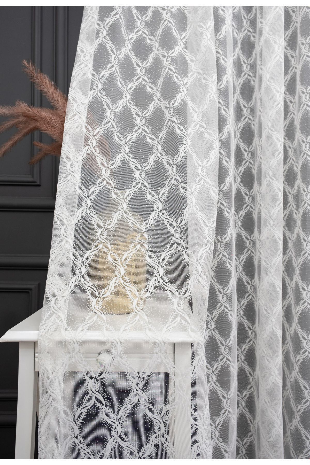 Taç-Farbateks Planting Seher Pattern New Design Pattern 2 Layers Pleated Don'T Want Ironing Tulle Curtain 5