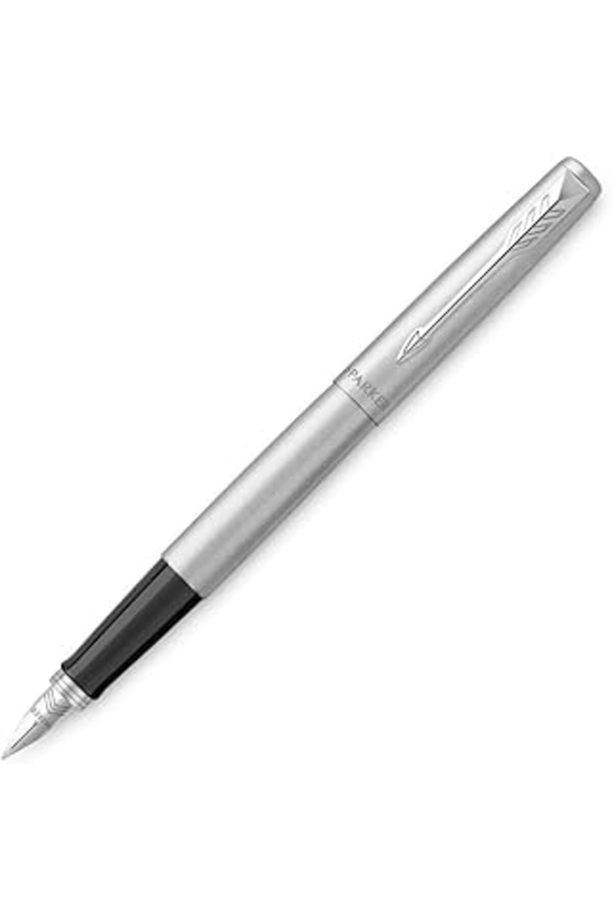 Hepta Collection Parker Jotter Paslanmaz Çelik Krom Tasarımlı Dolma Kalem, Orta Kalınlıkta Uç, Mavi Mürekkep