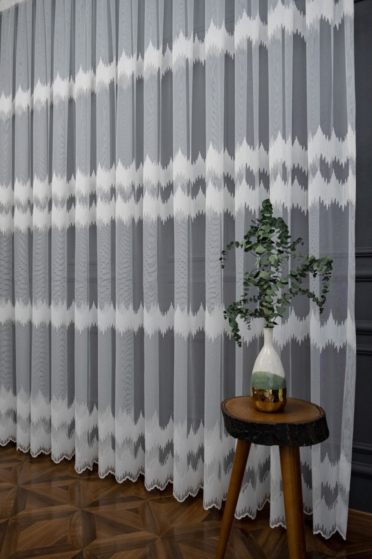 Brillant Zigzag Sports Young Design Pattern Model Tulle Curtain Embroidered Tulle 3 Layered