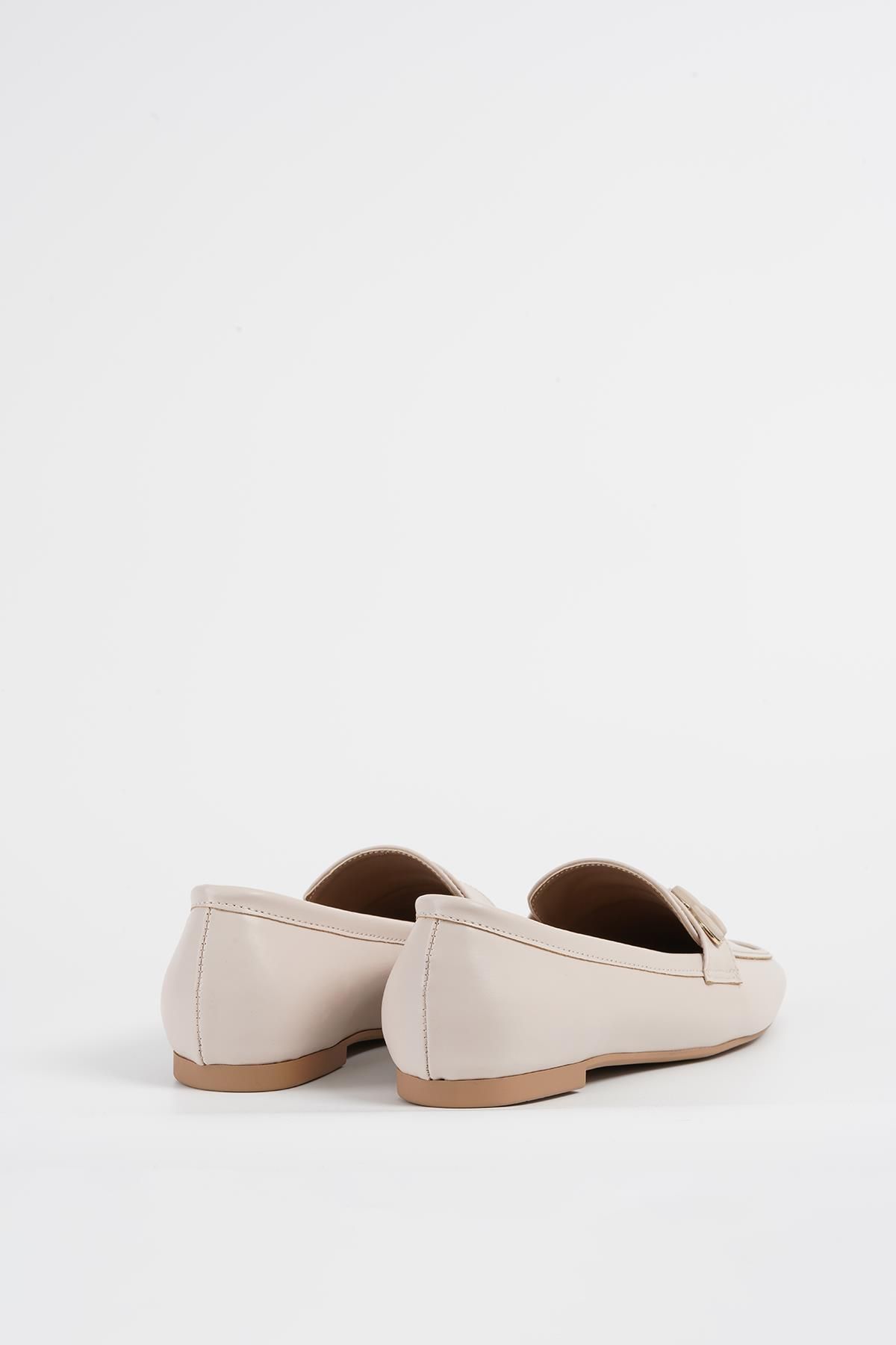 Beyond-Pantofi de damă din piele bej cu toc mic - BYNDKP505 8