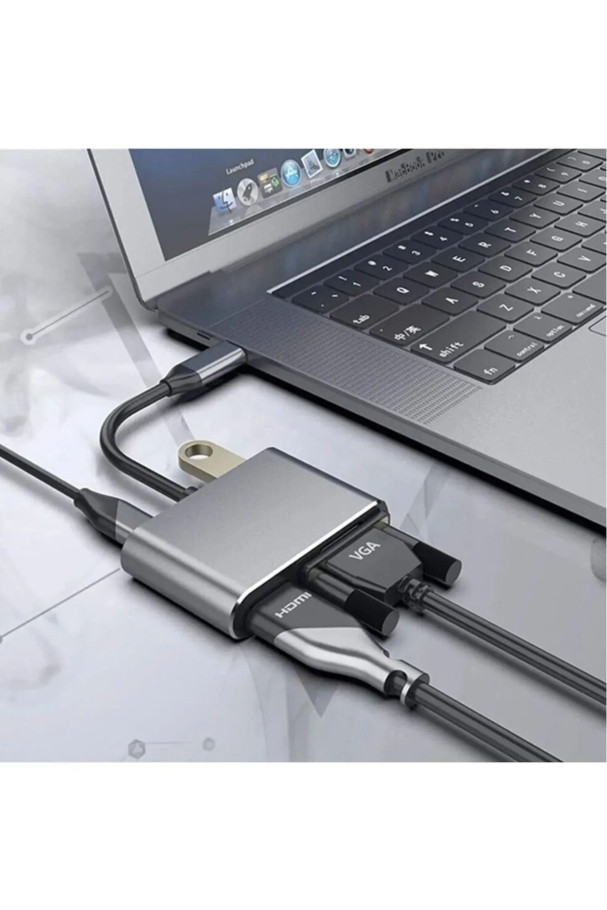 DESFREE MACBOOK PRO AİR IPAD PRO AİR IPHONE 15 16 TYPE C HDMİ VGA USB 3.0 4İN1 ÇEVİRİCİ DÖNÜŞTÜRÜCÜ ADAPTÖR