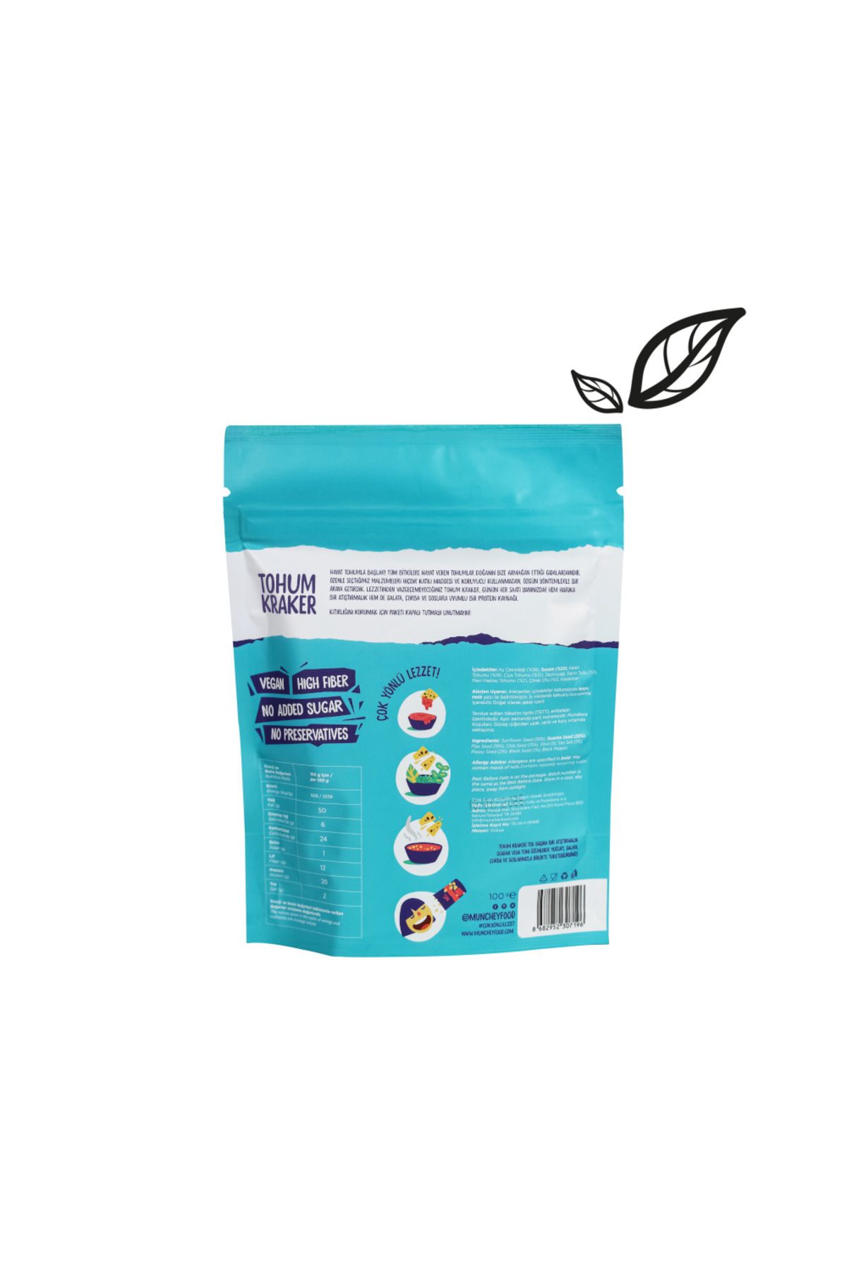 MUNCHEY-100gr Large Size Plain Seed Cracker - Sea Salt 3