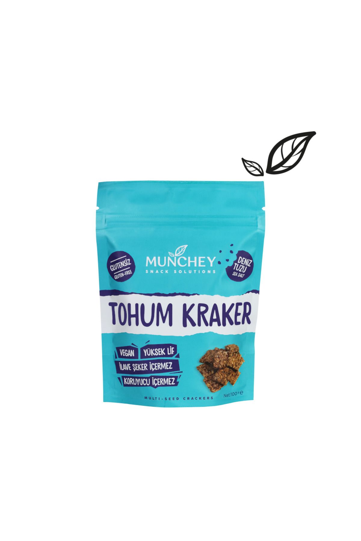 MUNCHEY-100gr Large Size Plain Seed Cracker - Sea Salt 1
