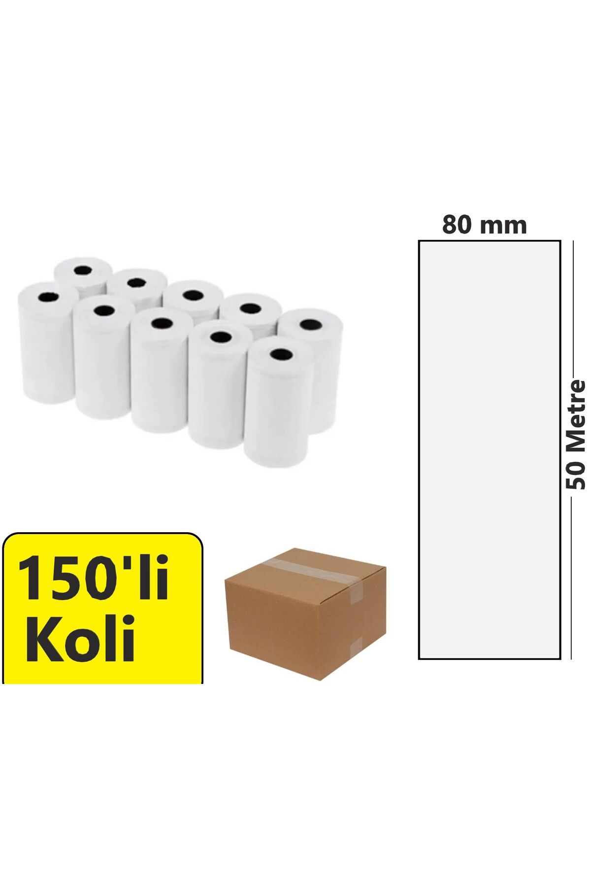 akdenizpos 80x50 Metre Termal Yazarkasa ve Adisyon Rulosu 150'li Koli