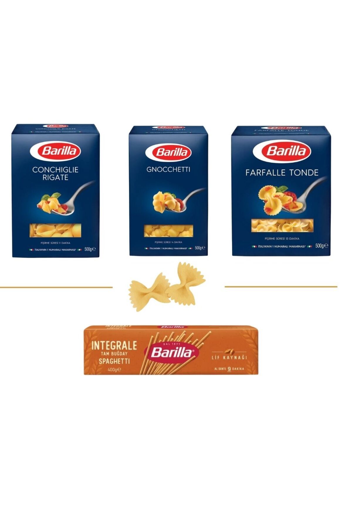 Barilla RIGATE,GNOCCHETTI,FARFALLE,İNTEGRALE 4 LÜ SET