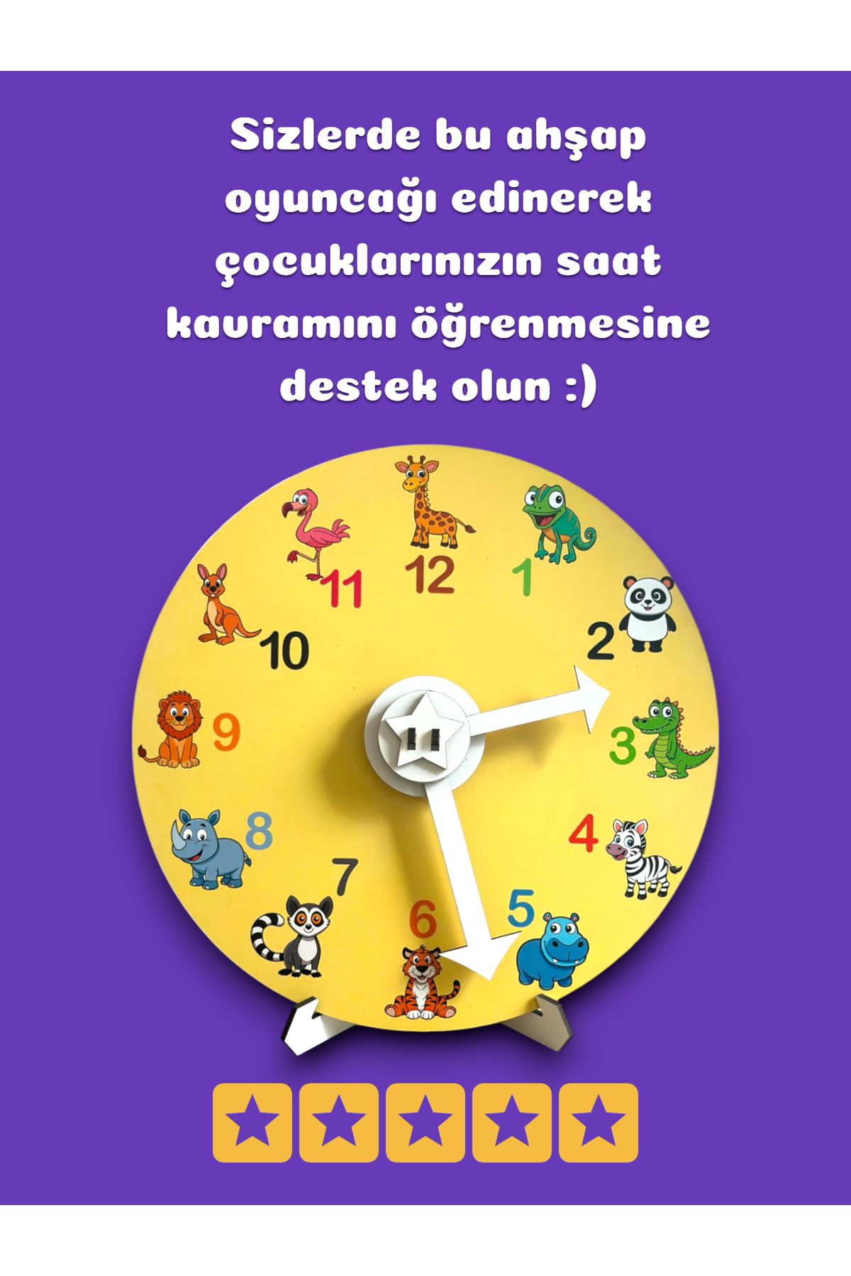 Karter İnovasyon Ahşap Saat,Montessori Saat,Saati Öğreniyorum,Eğitici Oyuncak,Ahşap Oyuncak fotoğrafı 2 (önizleme)