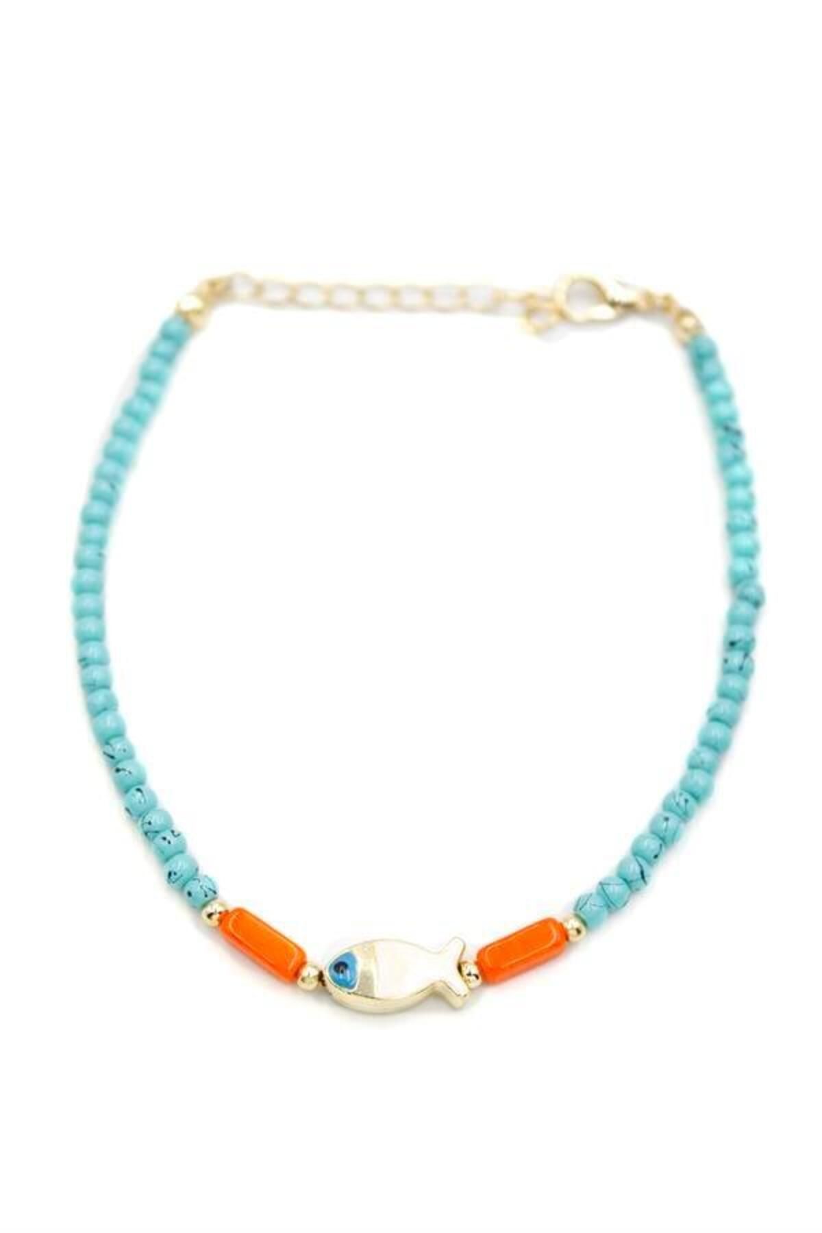 MENESSA-Blue Beaded Fish Anklet 2